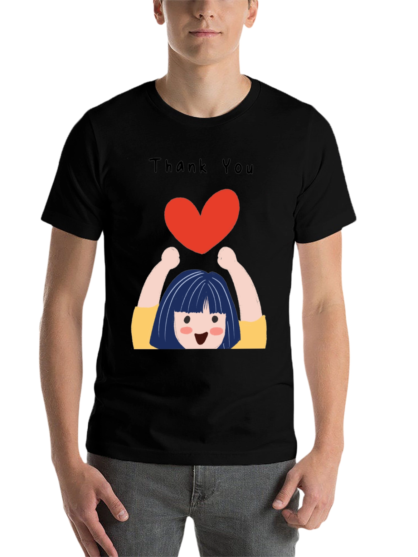 Black Thank You Heart Graphic T-Shirt view 7