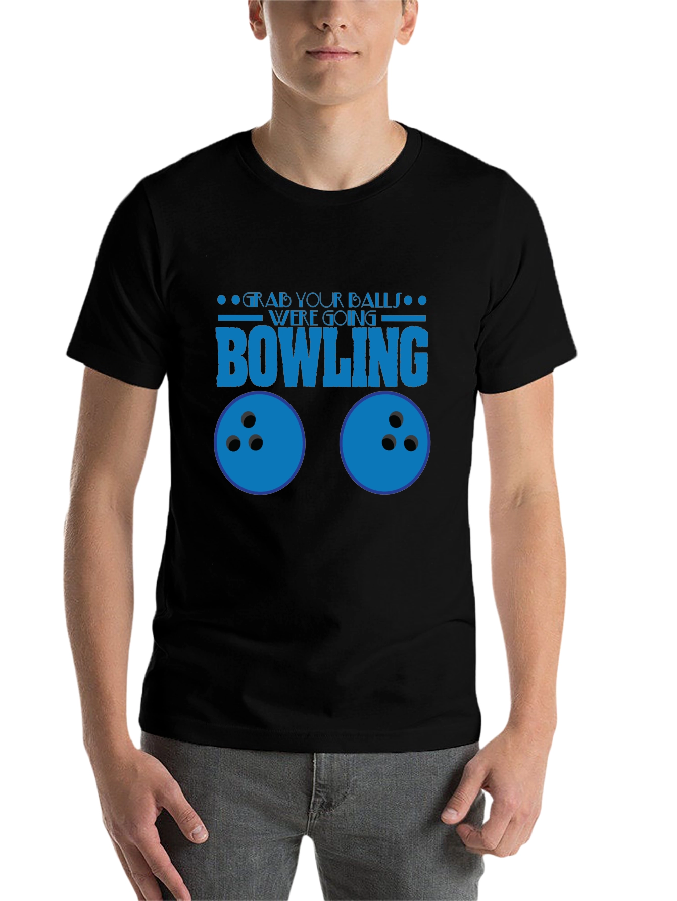 Black Grab Your Balls Bowling T-Shirt Funny Graphic Tee view 7