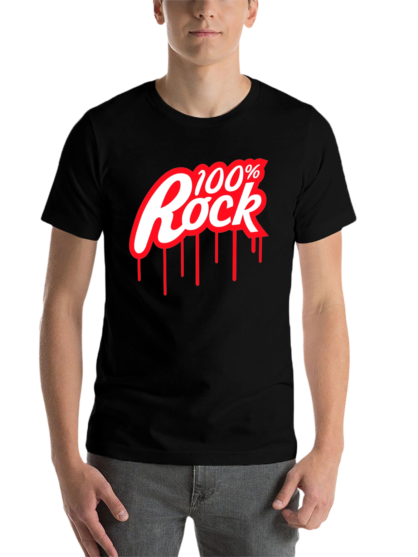 Black 100% Rock Graphic Tee - Black view 7