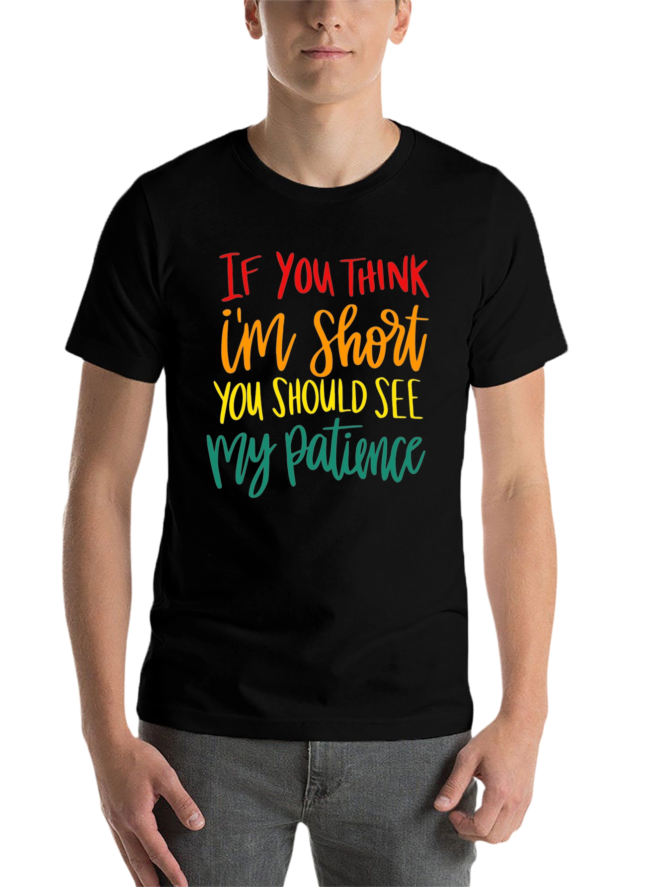 Black Humorous Short Patience Graphic T-Shirt view 7