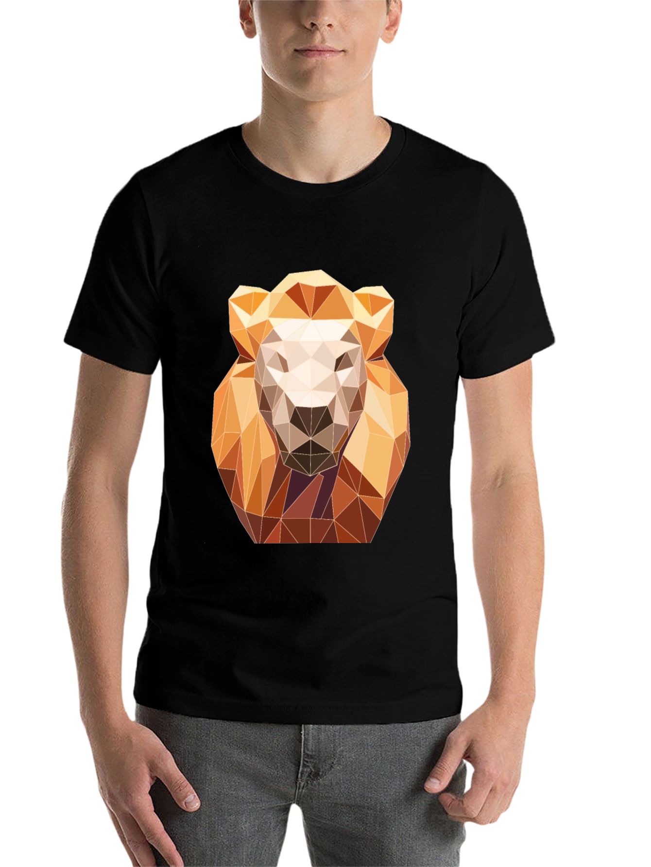 Black Geometric Lion Graphic Tee - Modern Art Design view 7