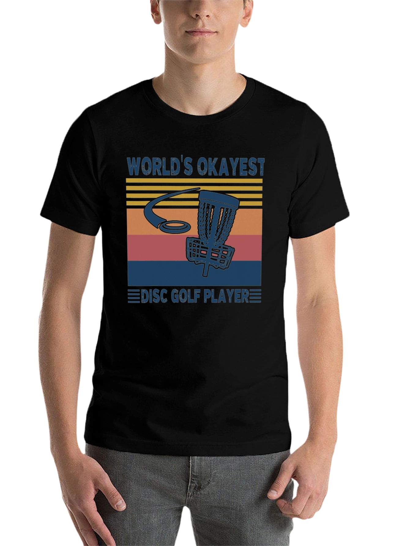 Black World's Okayest Disc Golf Player T-Shirt view 7
