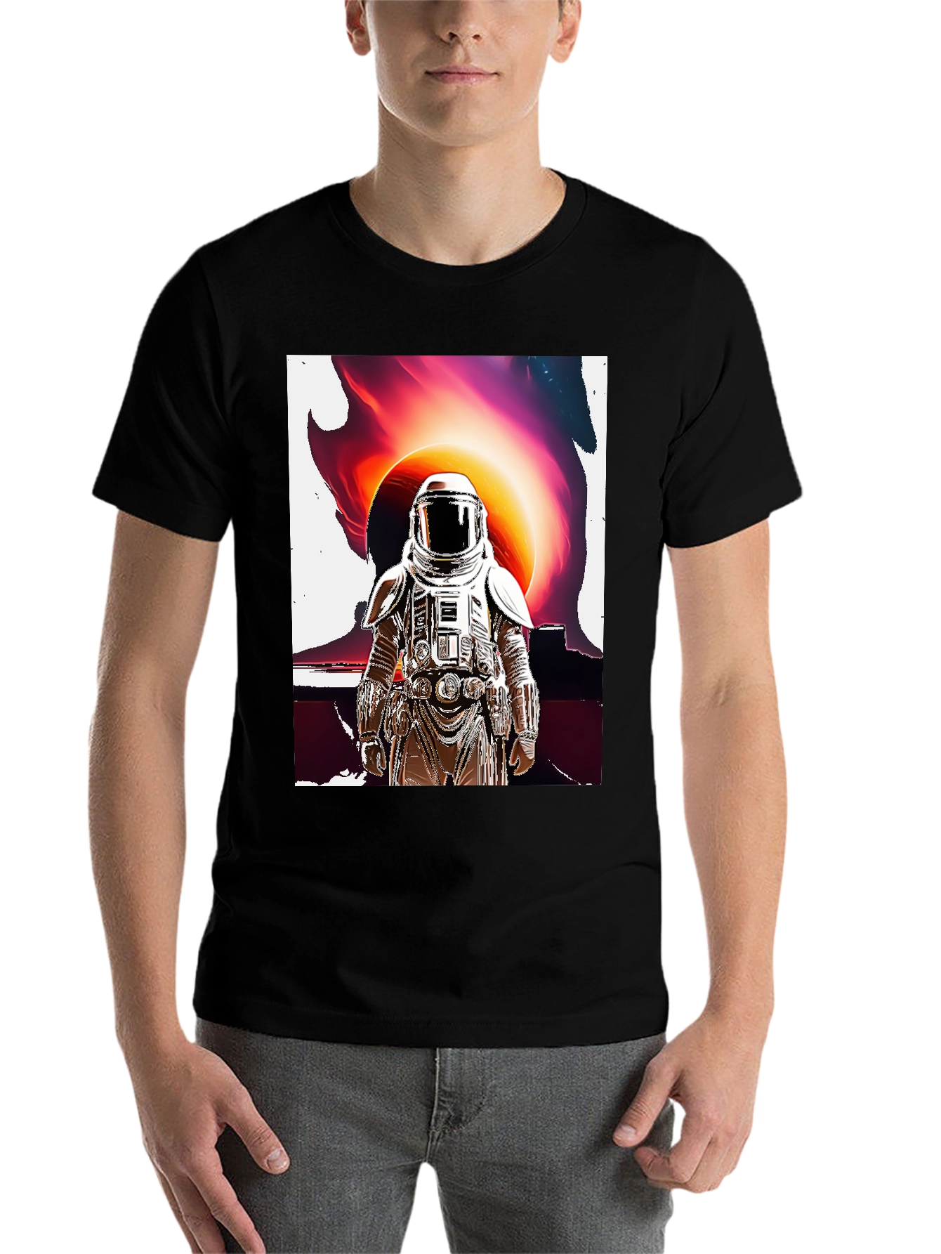 Black Astronaut Graphic T-Shirt - Space Art Tee view 7