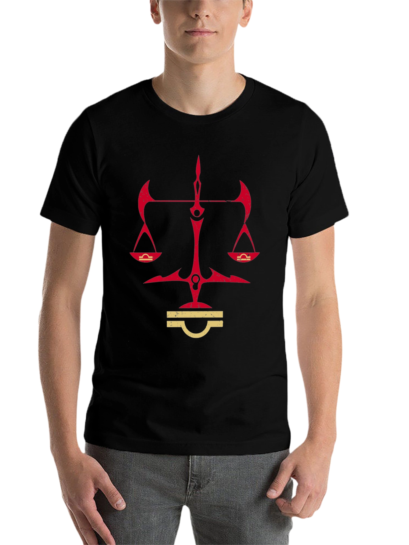 Black Libra Zodiac Graphic Tee - Black view 7