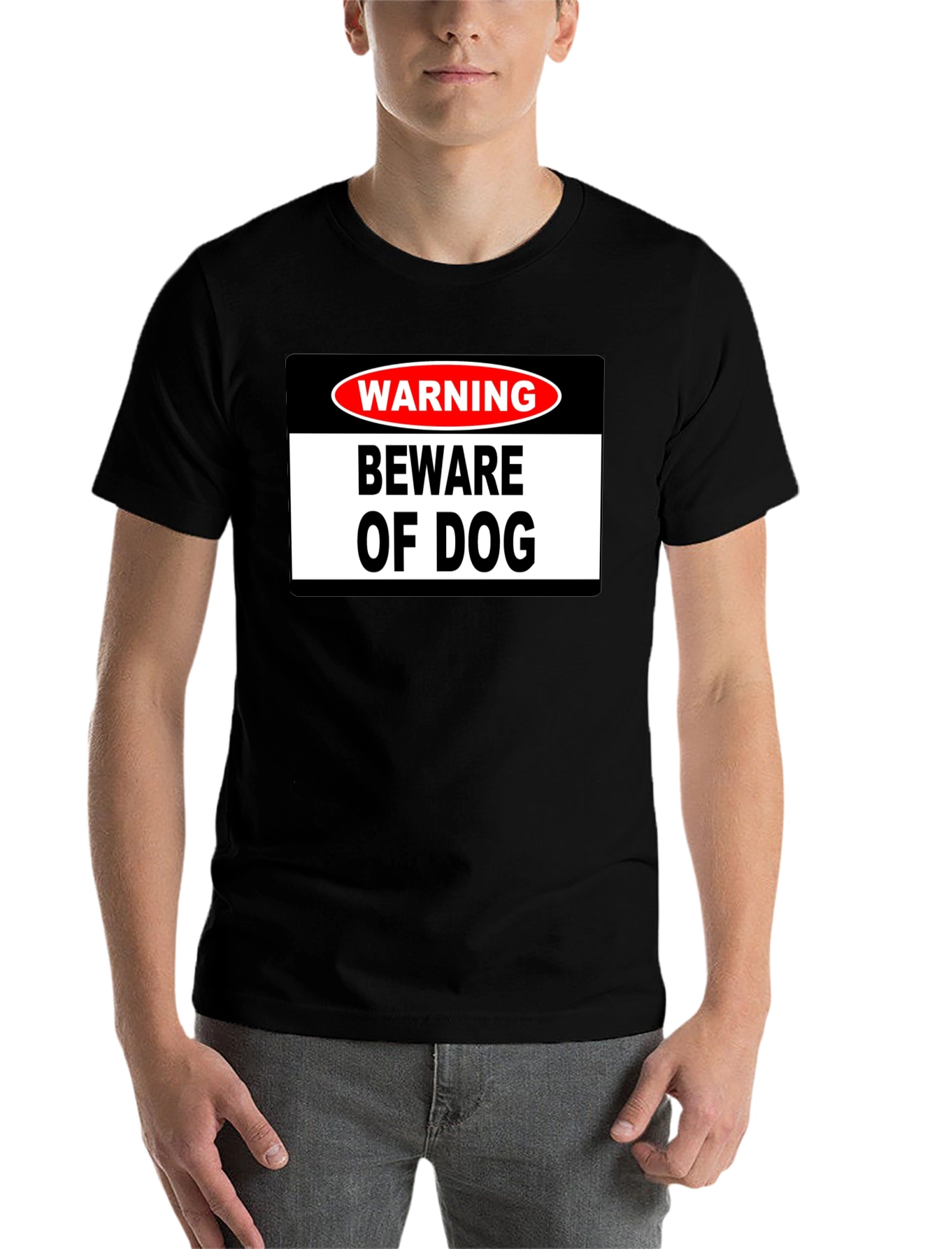 Black Warning Beware of Dog Graphic T-Shirt view 7