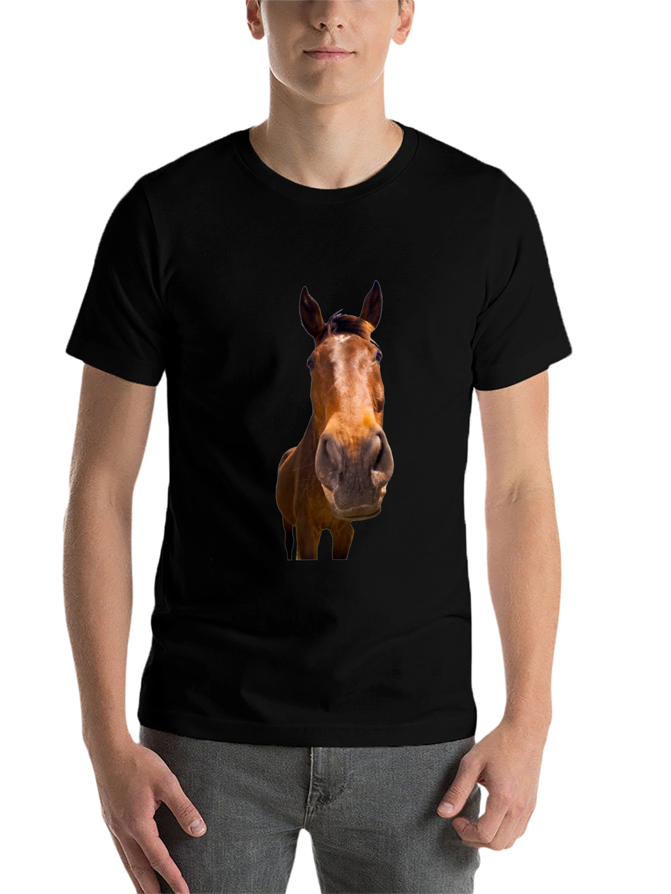 Black Black Horse Graphic T-Shirt for Men view 7