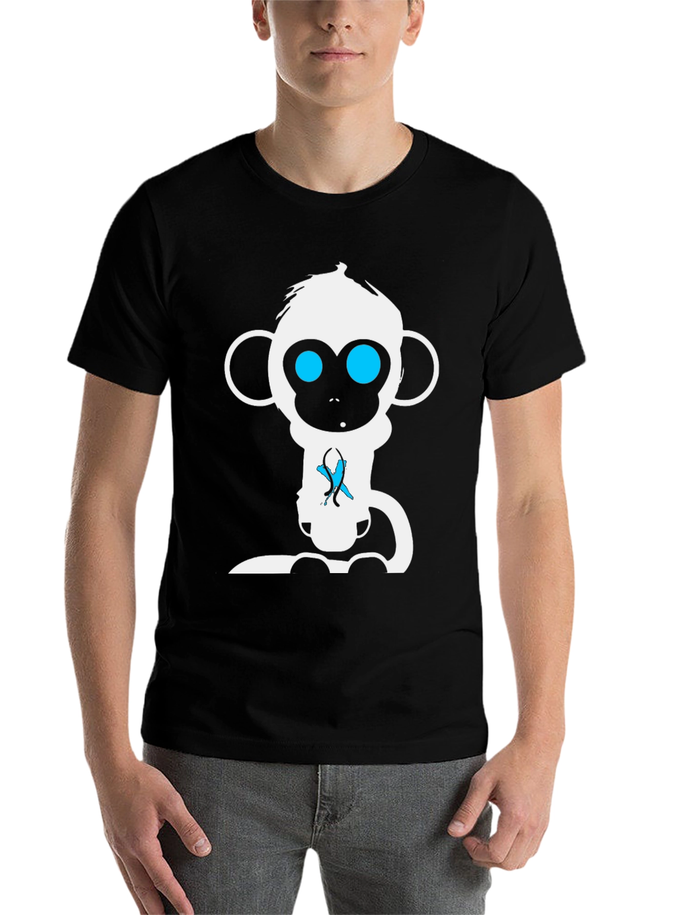 Black Monkey Graphic Tee - Black Cotton T-Shirt view 7