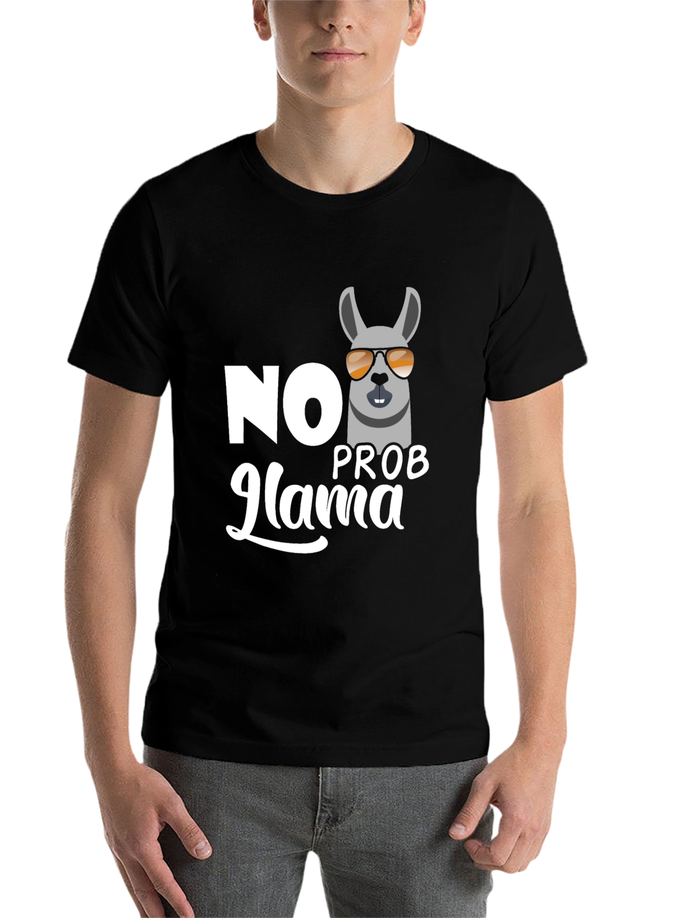Black No Prob-llama Graphic T-Shirt view 7