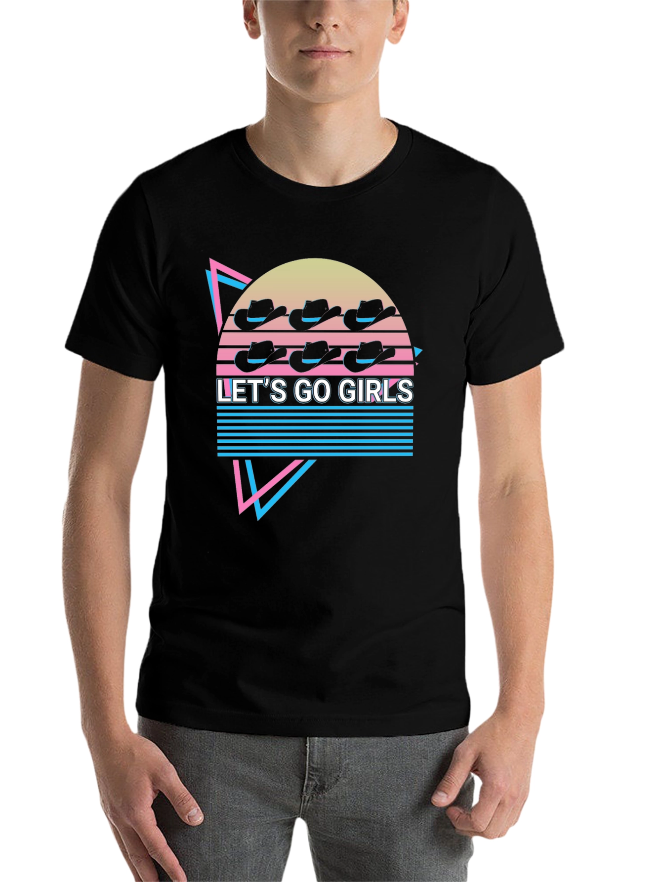 Black Retro Let's Go Girls T-Shirt view 7