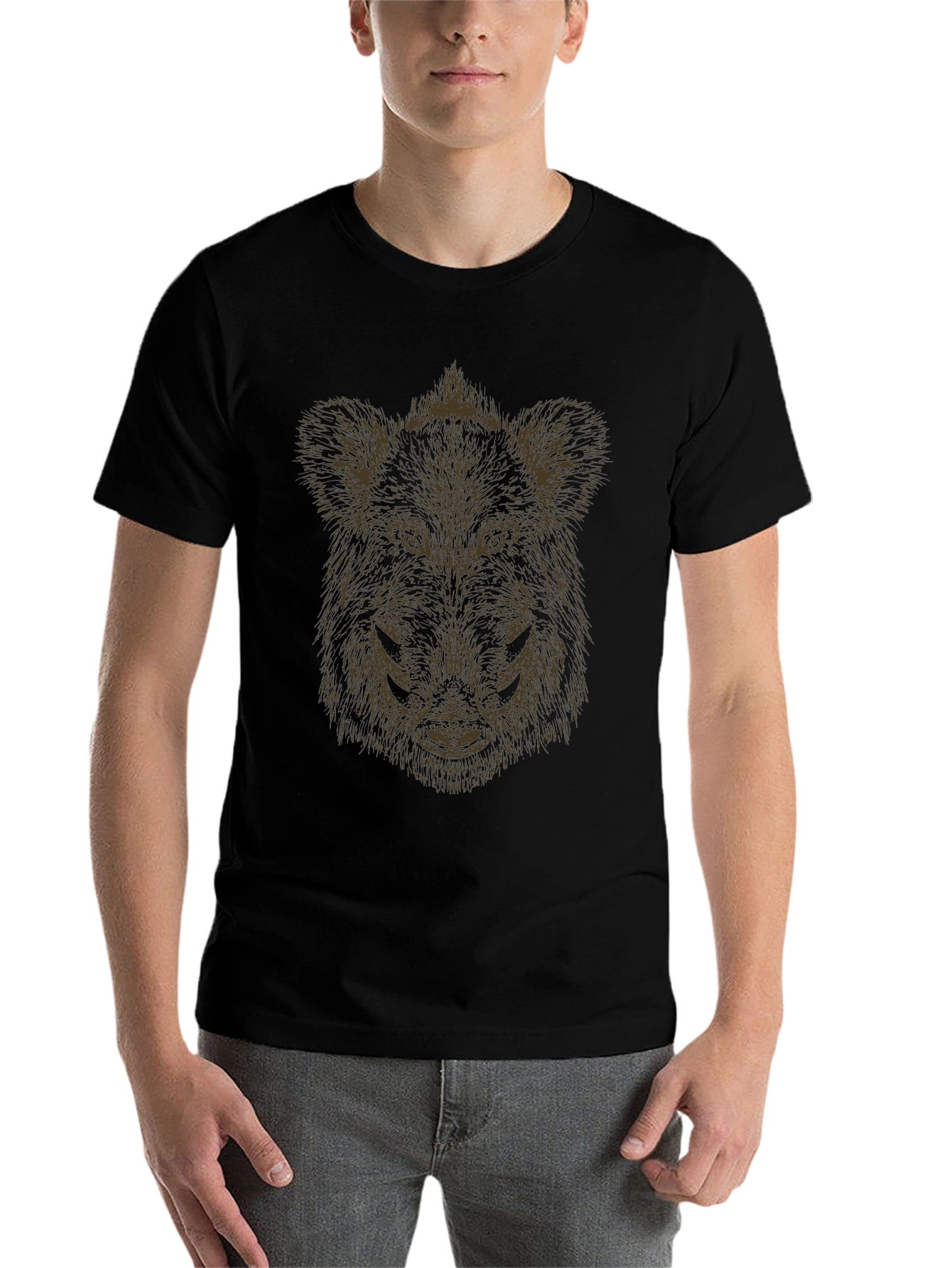 Black Boar Head Graphic Tee - Black Cotton T-Shirt view 7