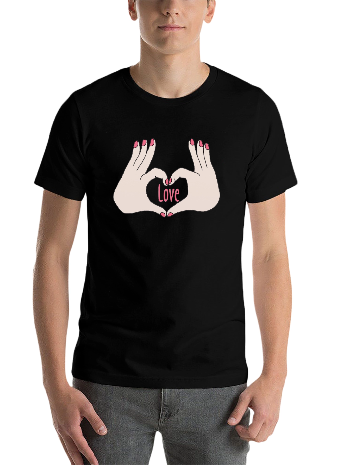 Black Love Hands Graphic Tee - Stylish Black T-Shirt view 7