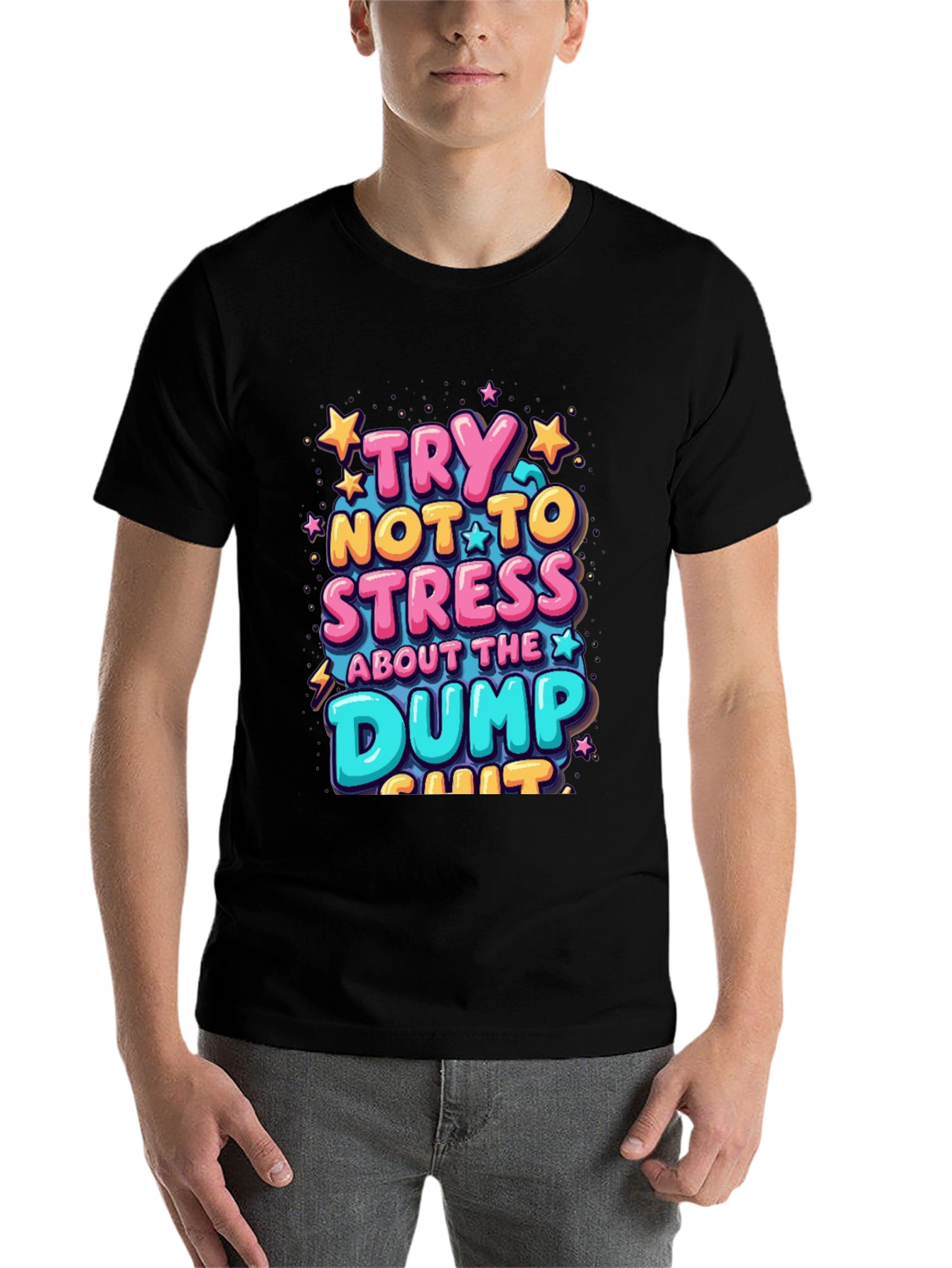 Black Try Not To Stress Graphic Tee view 7