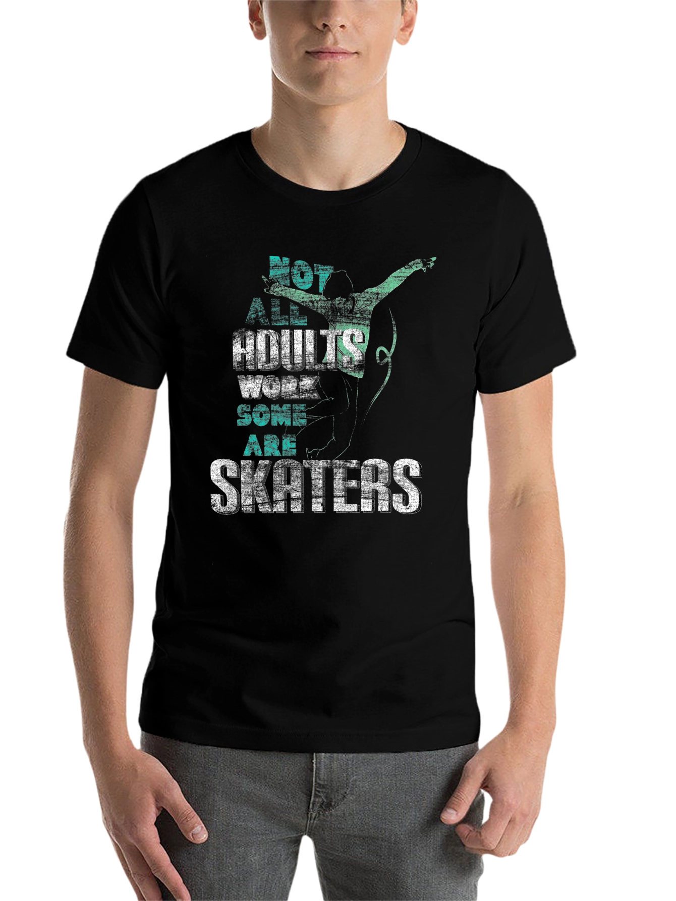 Black Skater Graphic T-Shirt: Not All Adults Work, Some Are Skaters view 7