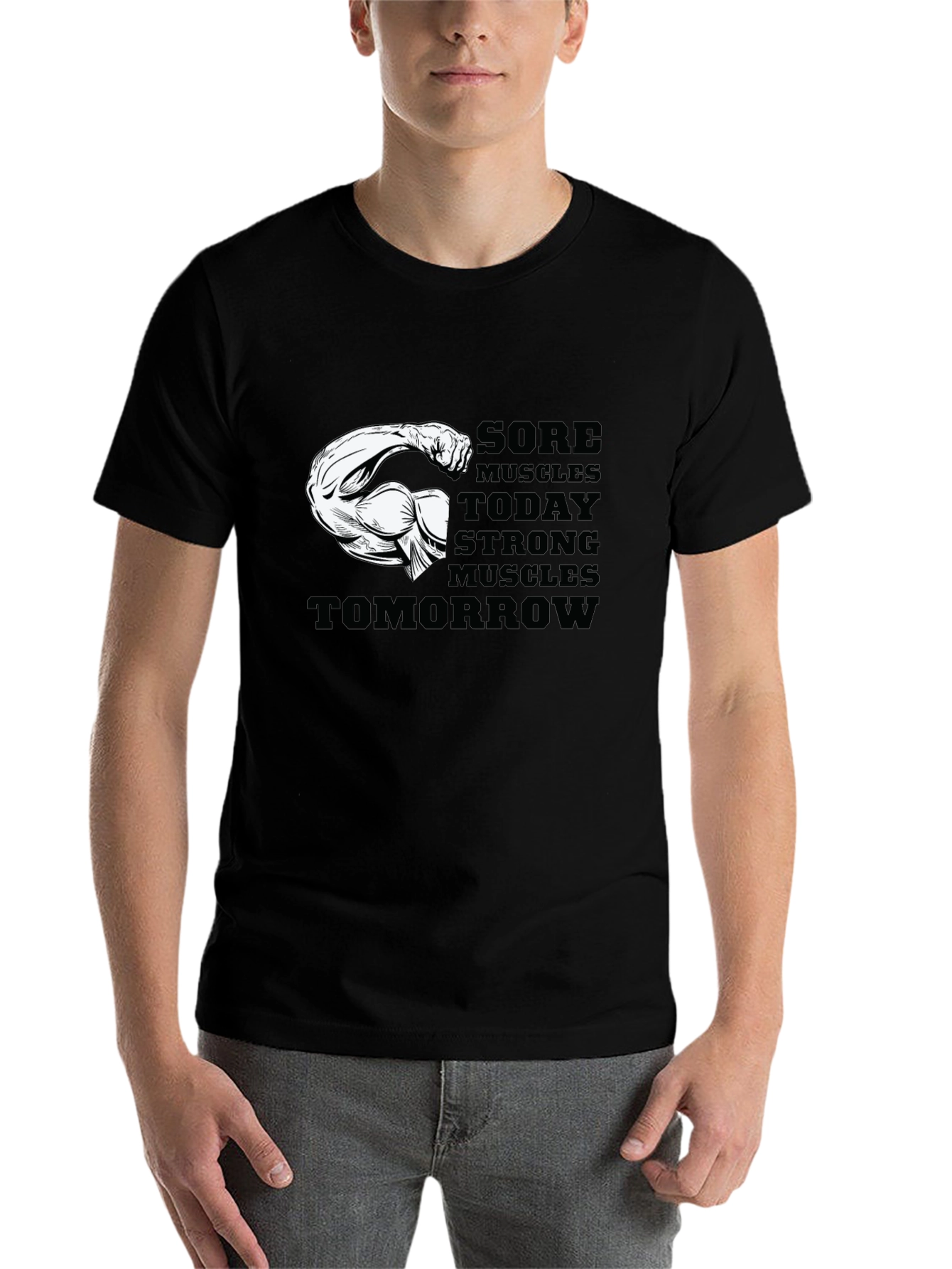 Black Sore Muscles Strong Muscles T-Shirt view 7