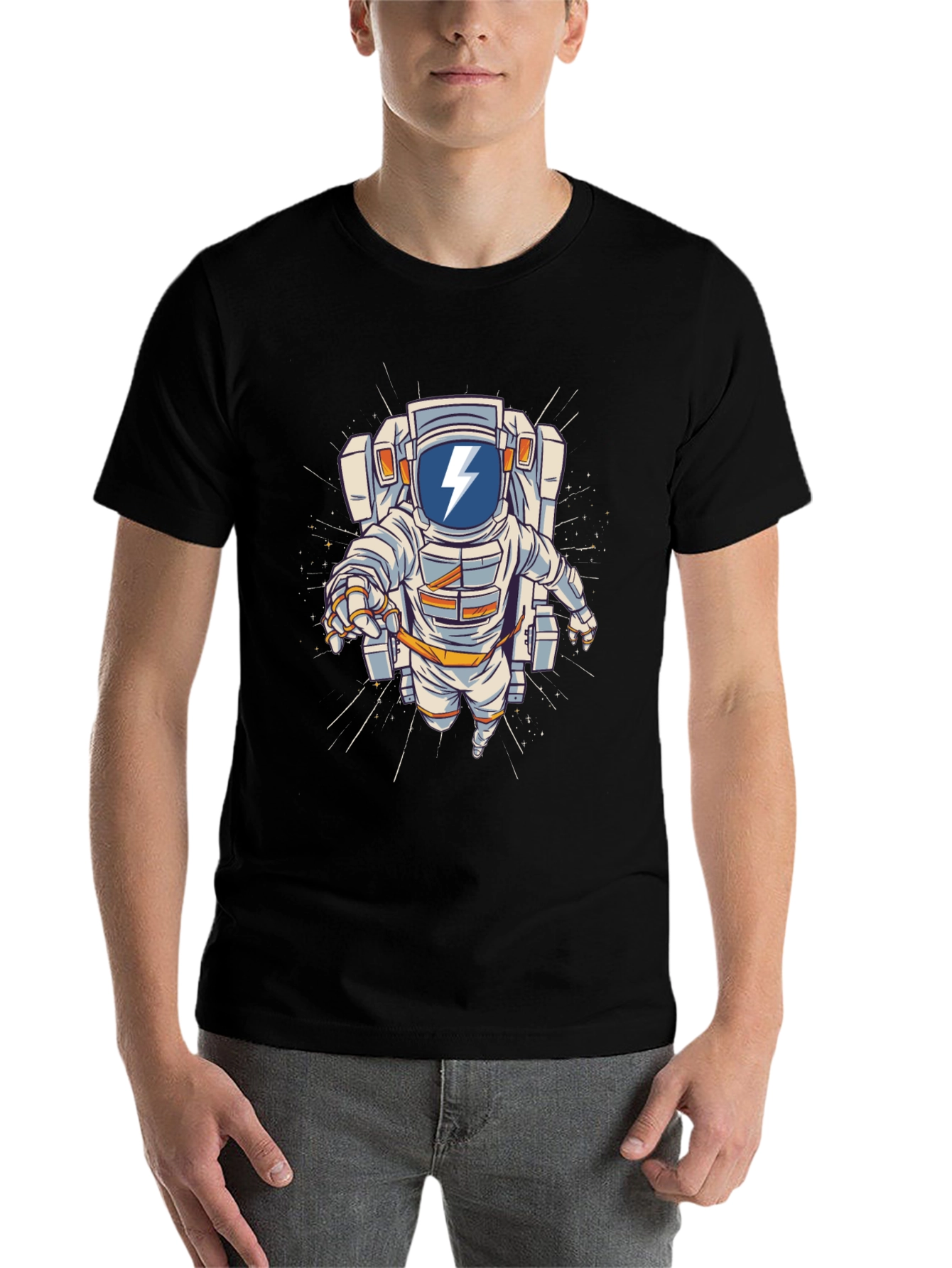 Black Astronaut Graphic T-Shirt - Bold Space Design view 7
