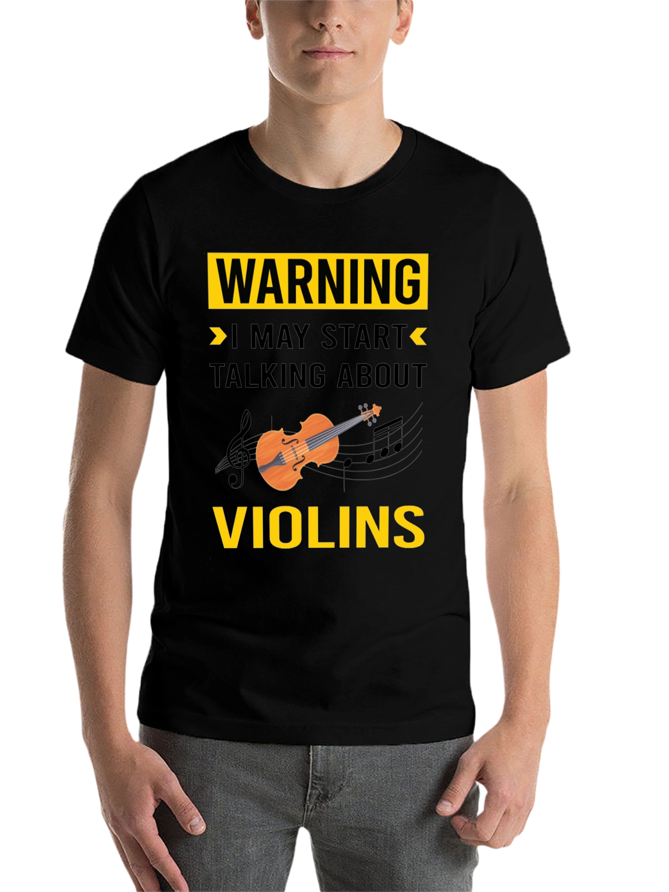 Black Warning: I May Start Talking About Violins T-Shirt view 7