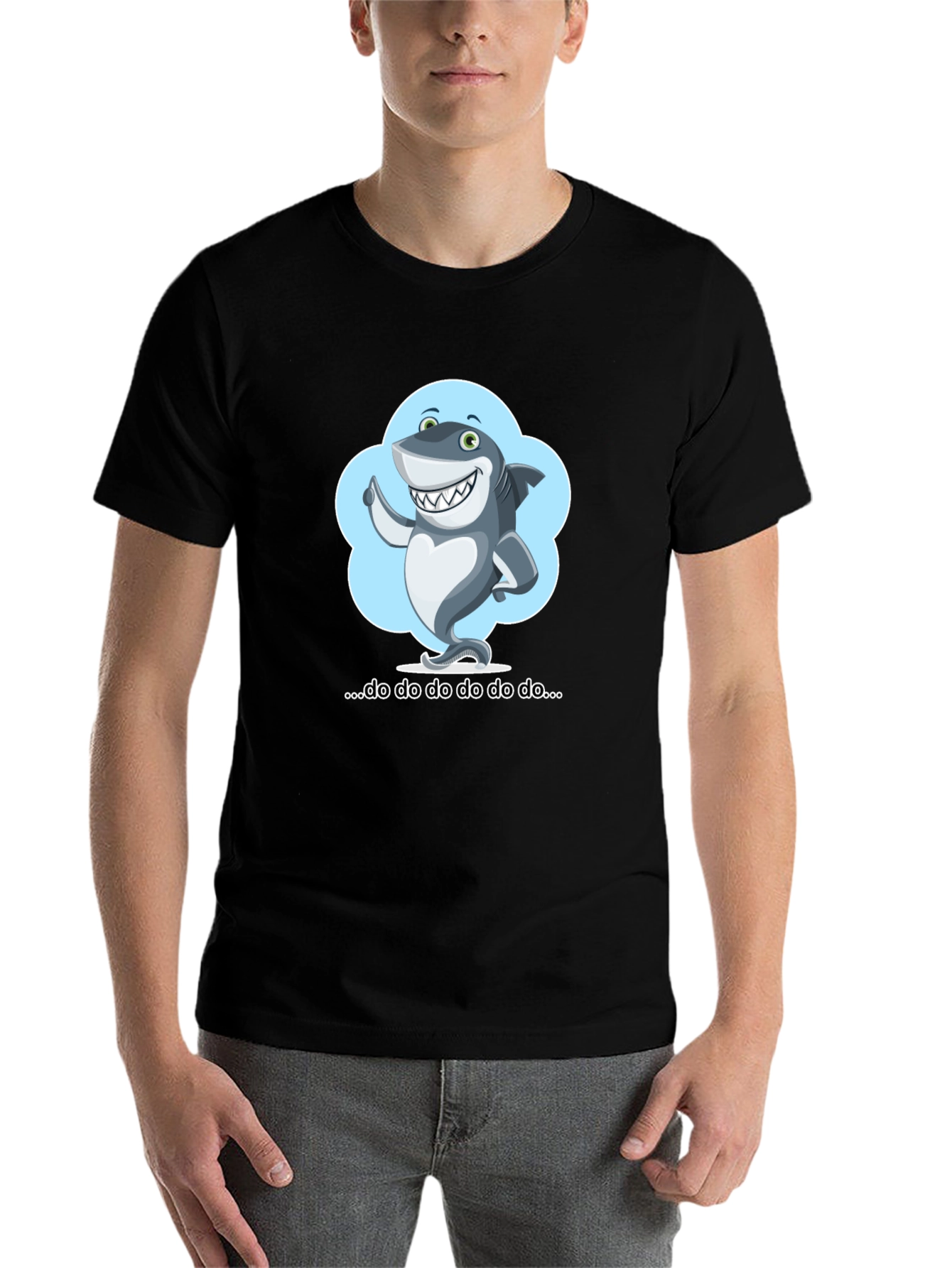 Black Cartoon Shark T-Shirt - Fun & Stylish! view 7