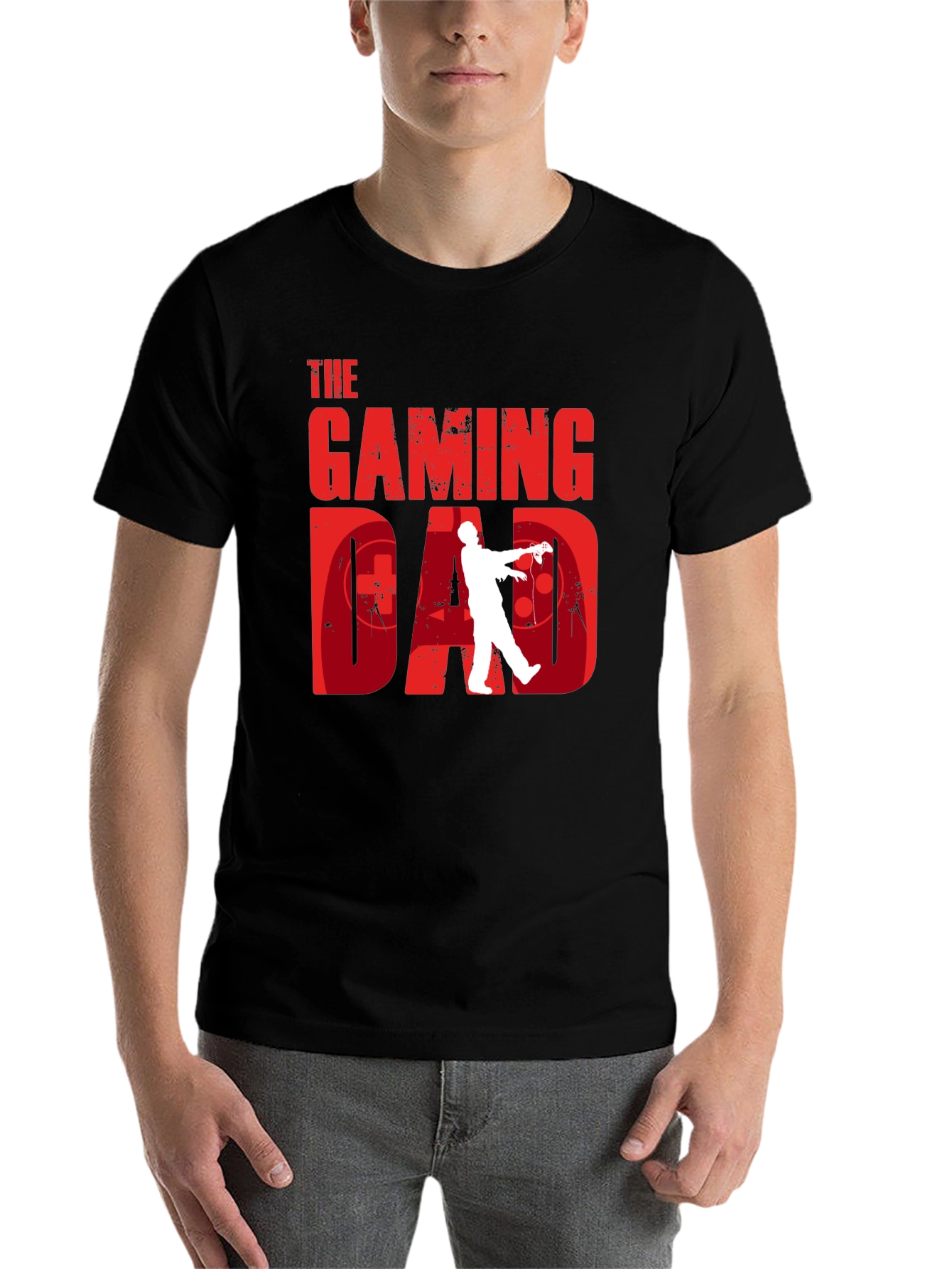 Black Gaming Dad T-Shirt - Gamer Zombie Graphic Tee view 7