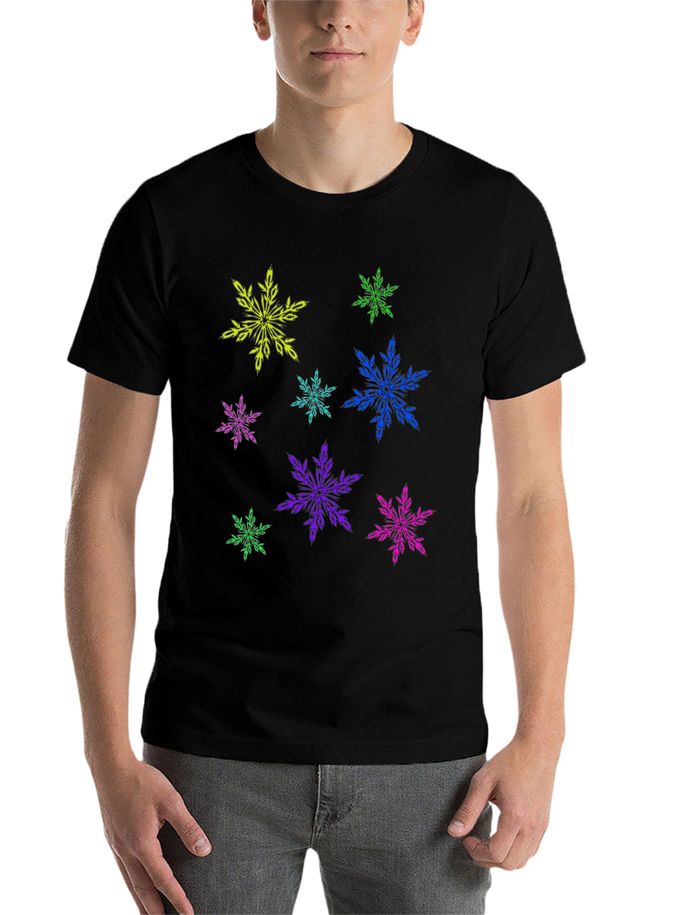 Black Funky Snowflake Graphic Tee - Black view 7