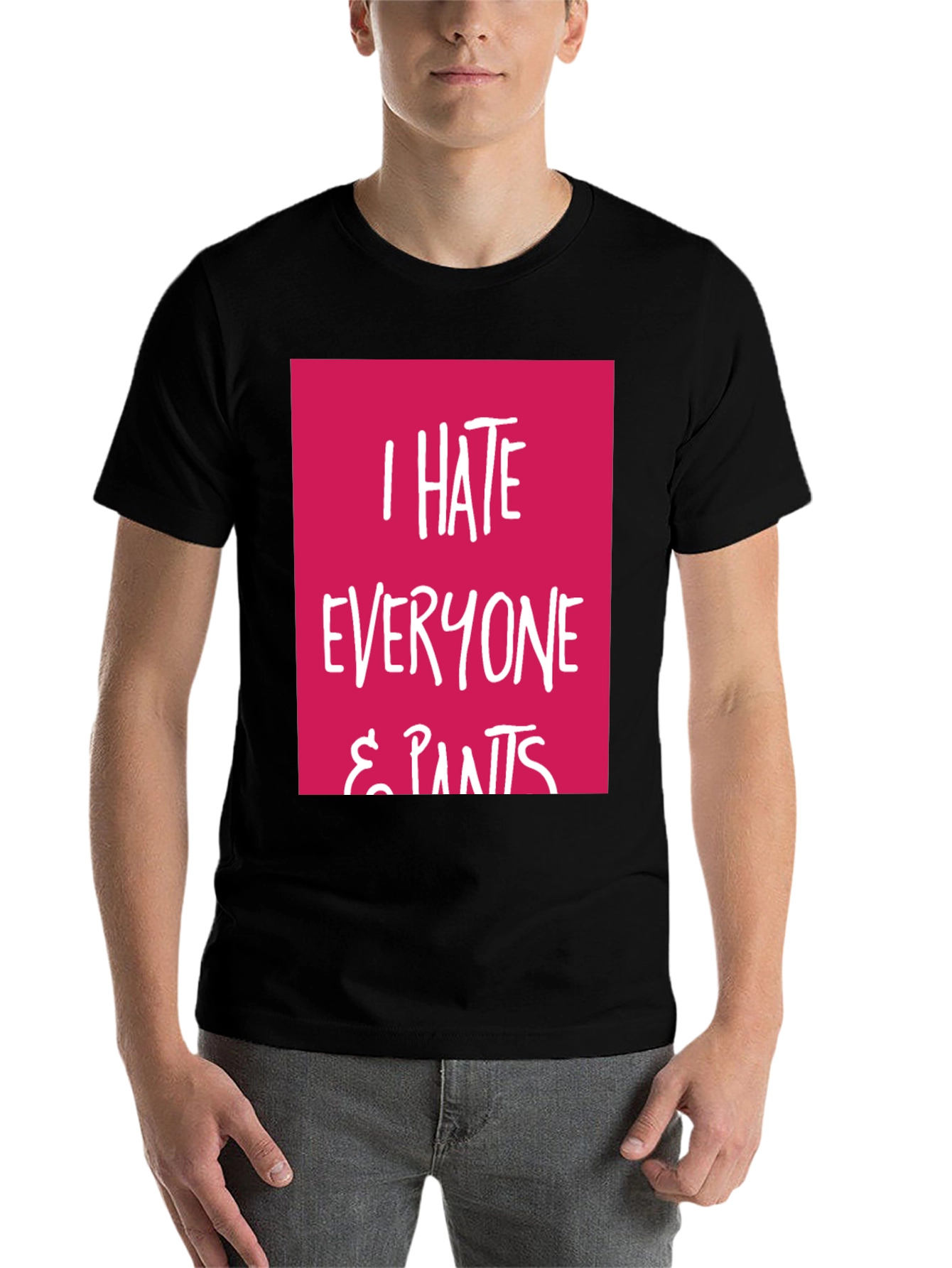 Black I Hate Everyone & Pants Graphic Tee view 7