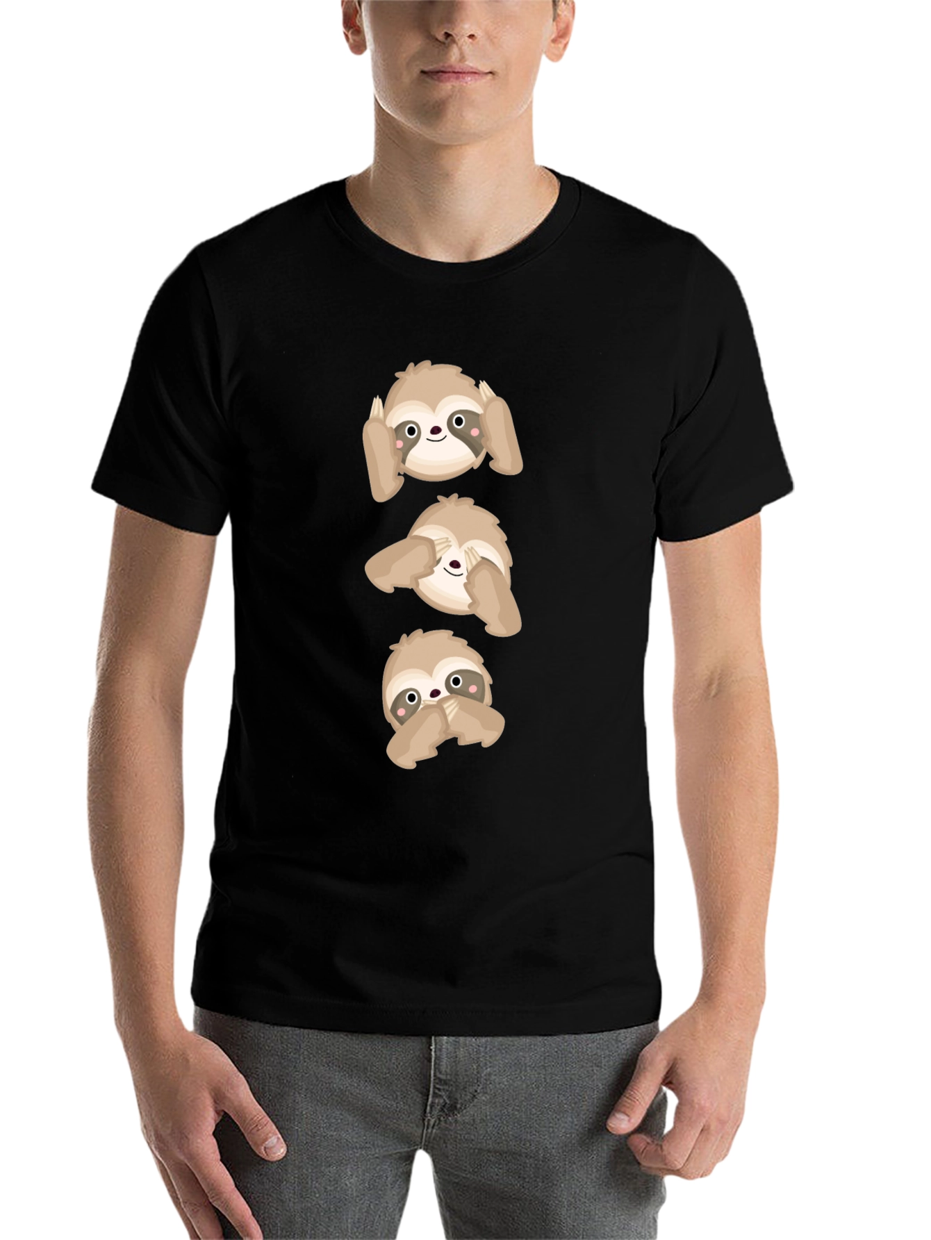 Black Hear, See, Speak No Evil Sloth Graphic Tee view 7
