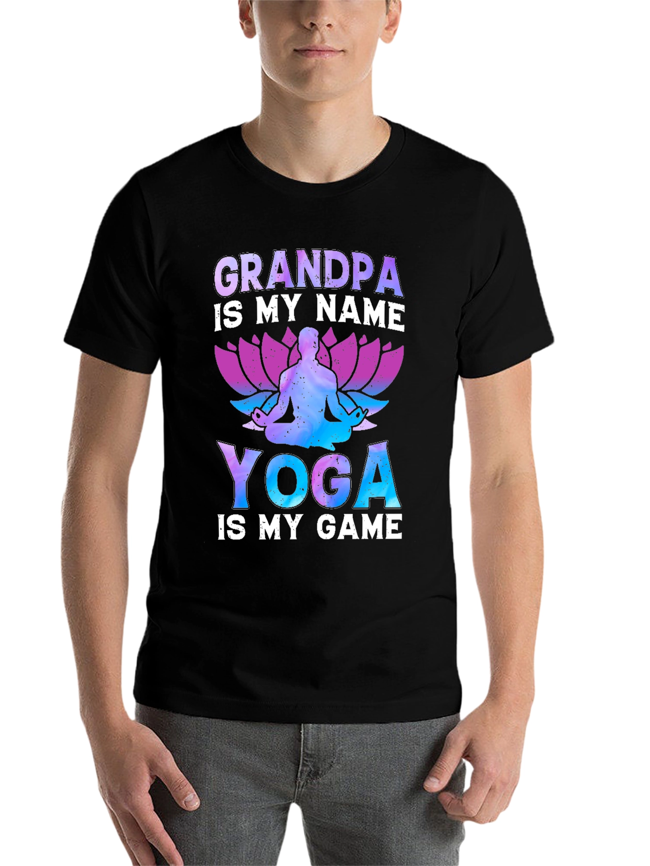 Black Grandpa Yoga T-Shirt view 7