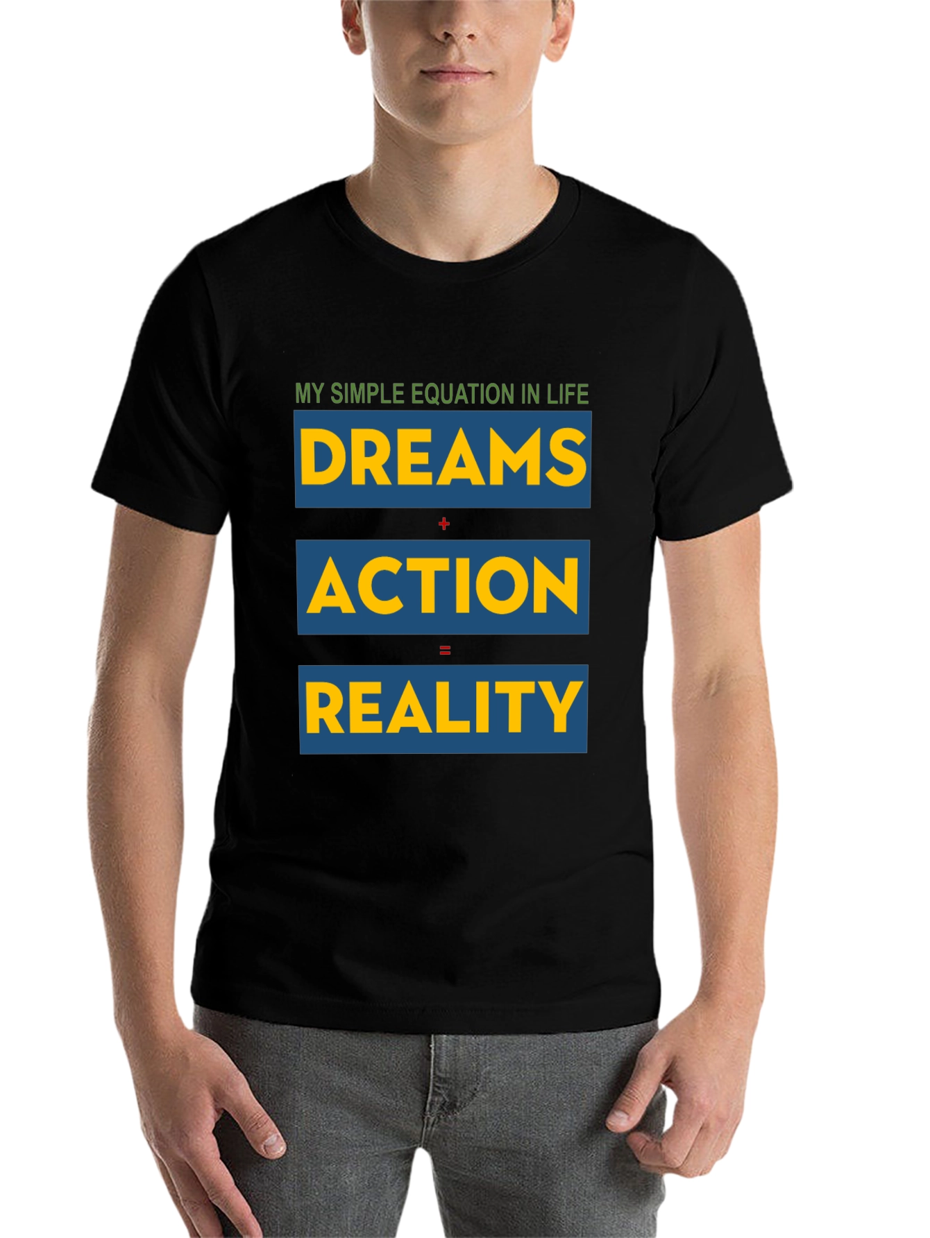 Black Dreams, Action, Reality - Equation T-Shirt view 7