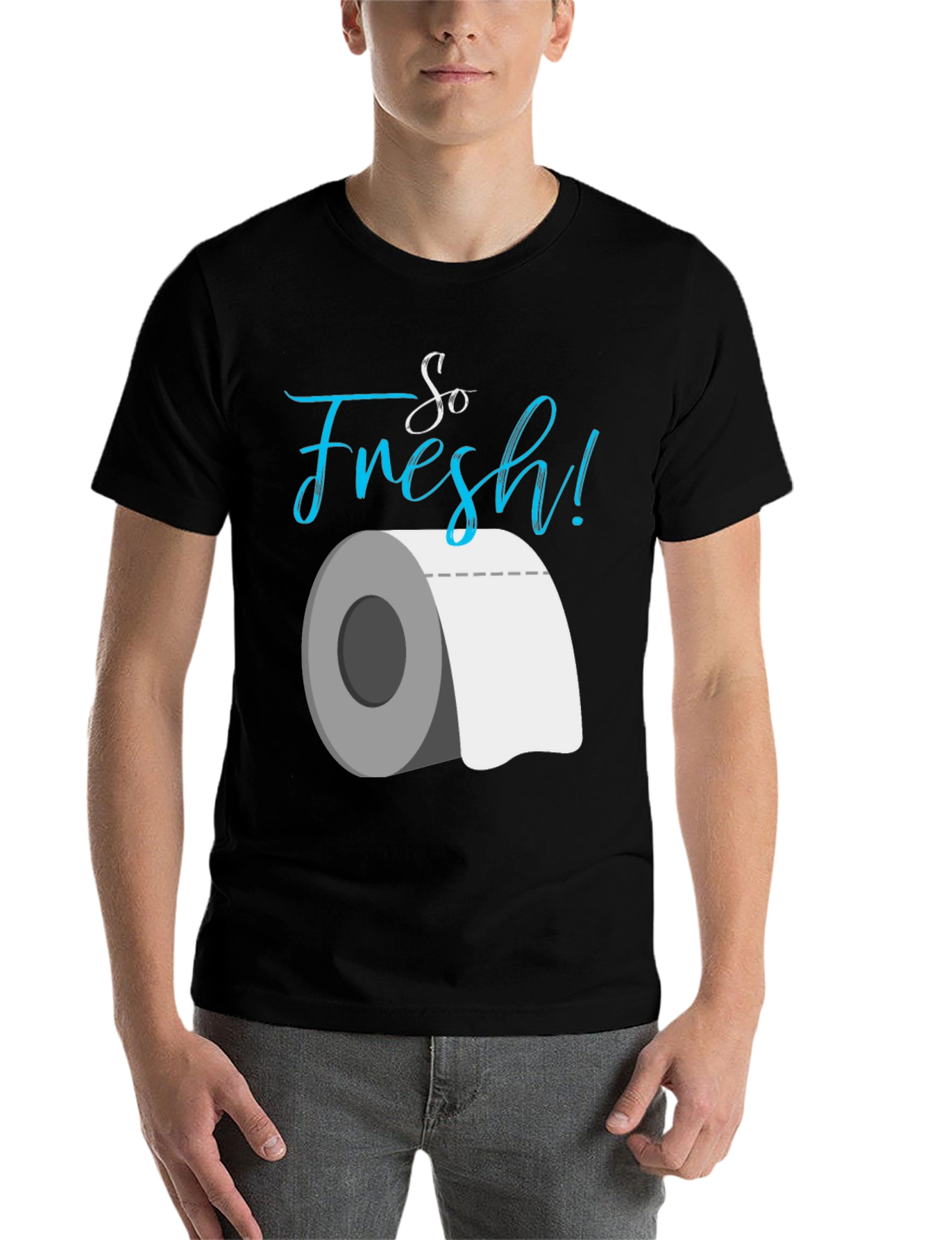 Black So Fresh Toilet Paper Graphic T-Shirt view 7