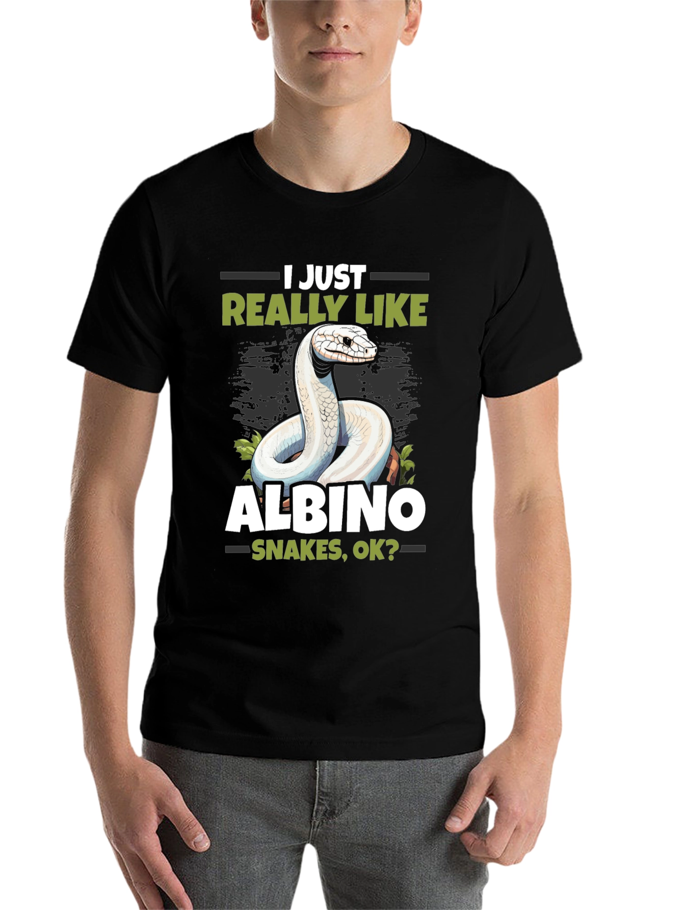 Black Albino Snake Lover T-Shirt - Reptile Pet Tee view 7