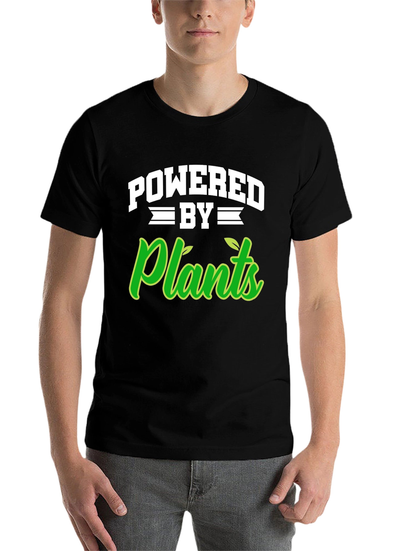 Black Powered by Plants Black T-Shirt view 7