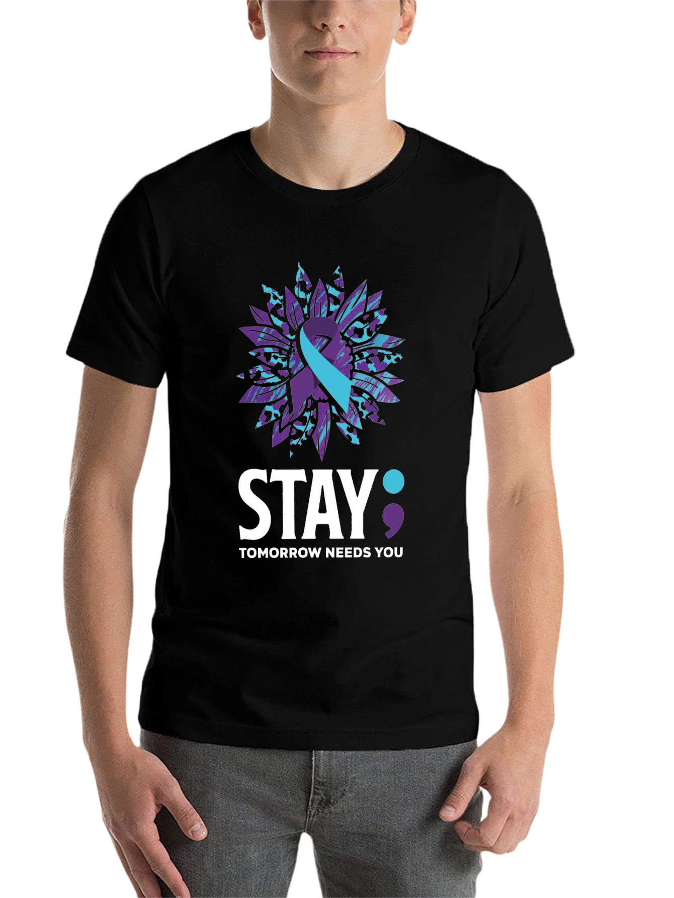 Black Stay Tomorrow Needs You Awareness T-Shirt view 7