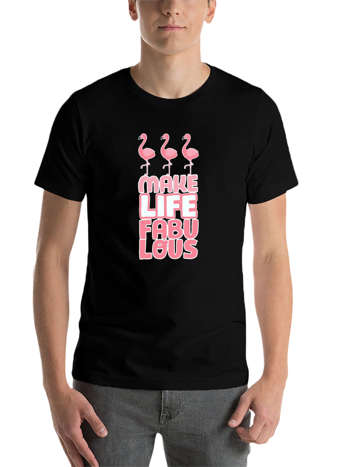 Black Make Life Fabulous Flamingo T-Shirt view 7