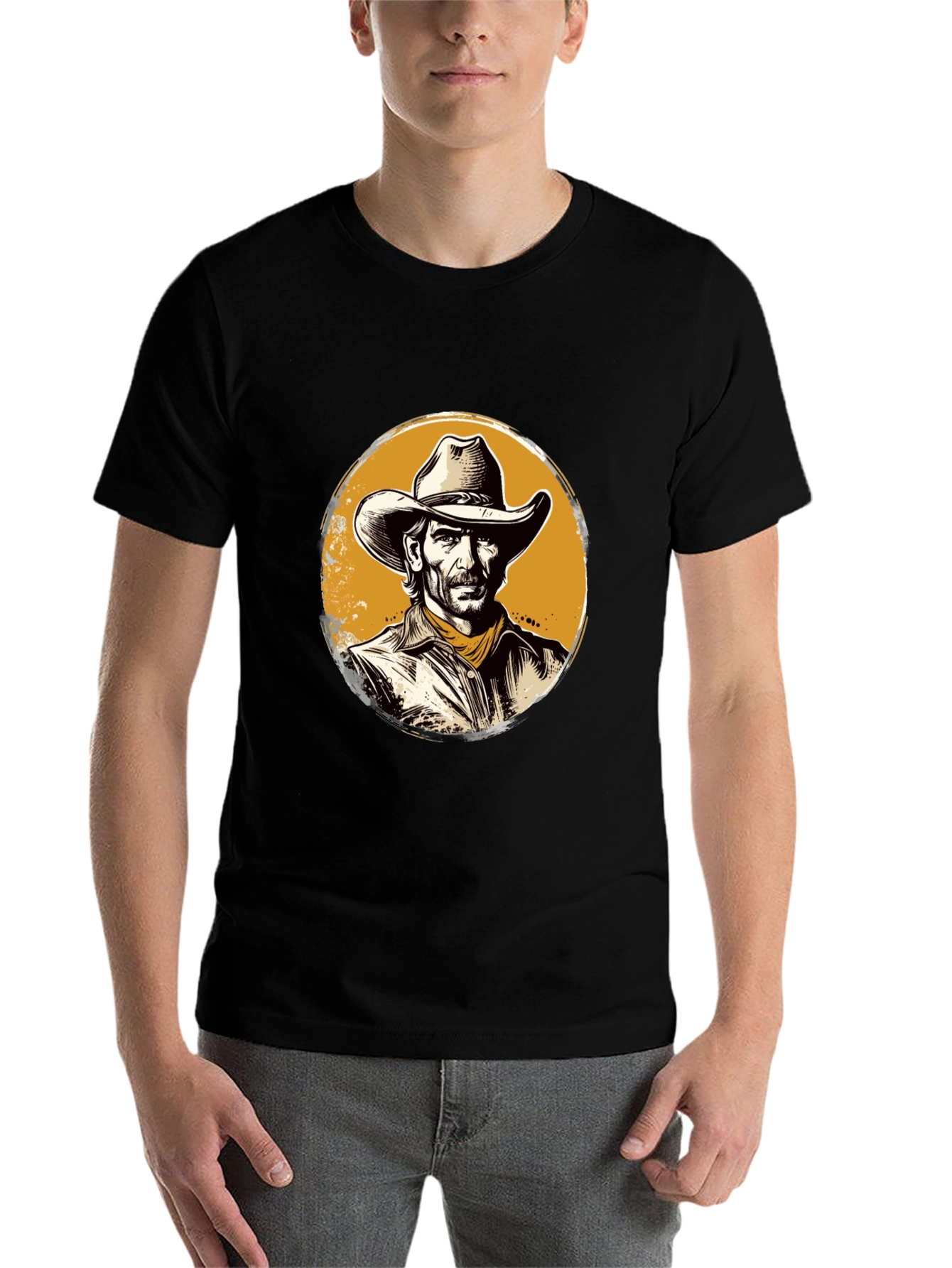 Black Cowboy Graphic Black T-Shirt view 7