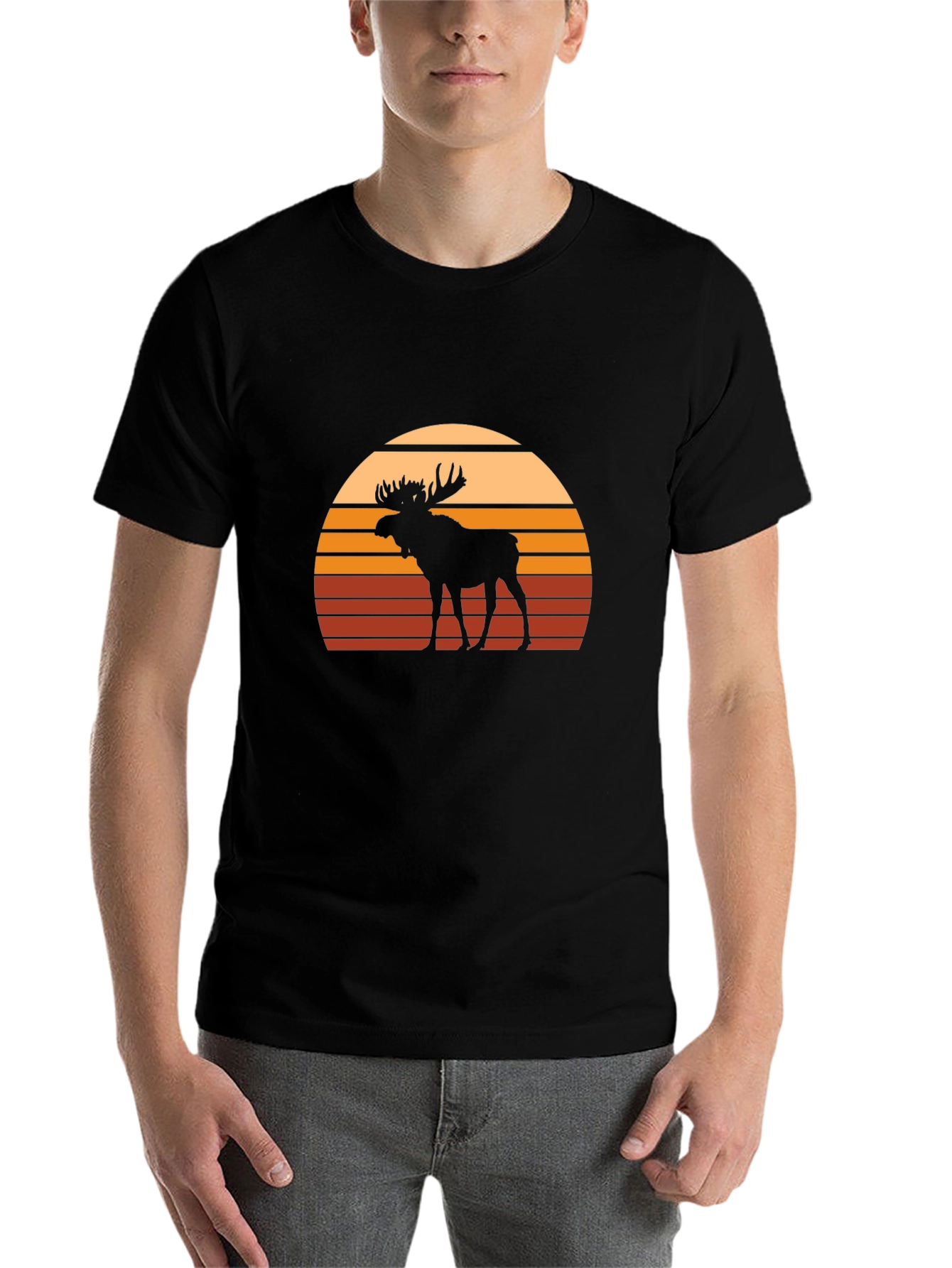 Black Moose Sunset Graphic Tee - Black Casual Shirt view 7