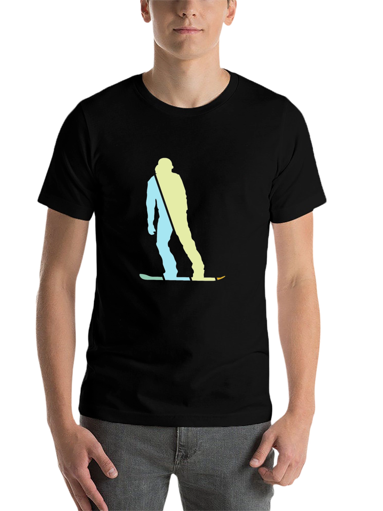 Black Snowboarder Graphic Tee - Black Cotton Blend view 7