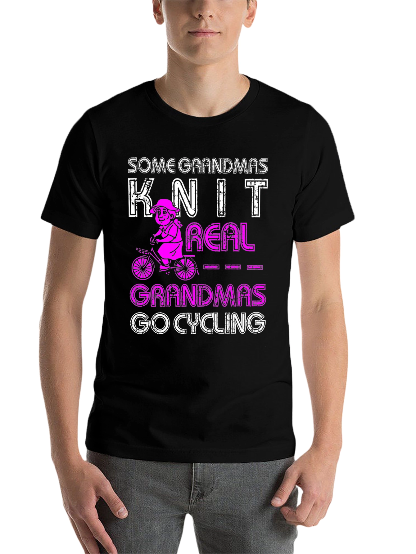 Black Cycling Grandma Graphic Tee - Knit vs. Cycle view 7