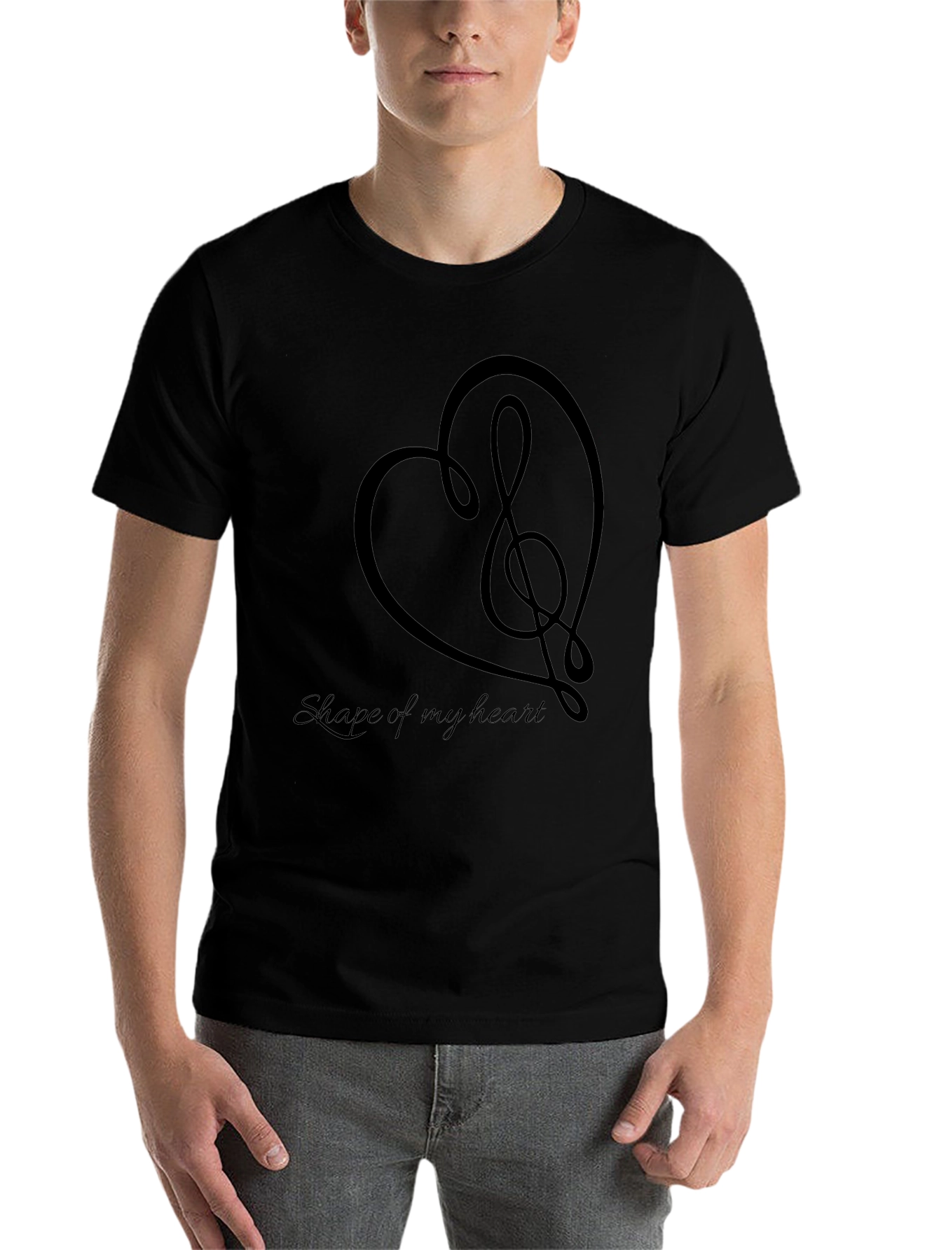 Black Shape of My Heart Music T-Shirt view 7