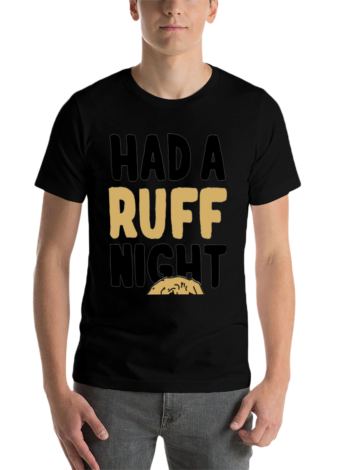 Black Had a Ruff Night T-Shirt - Comfortable Cotton Blend view 7