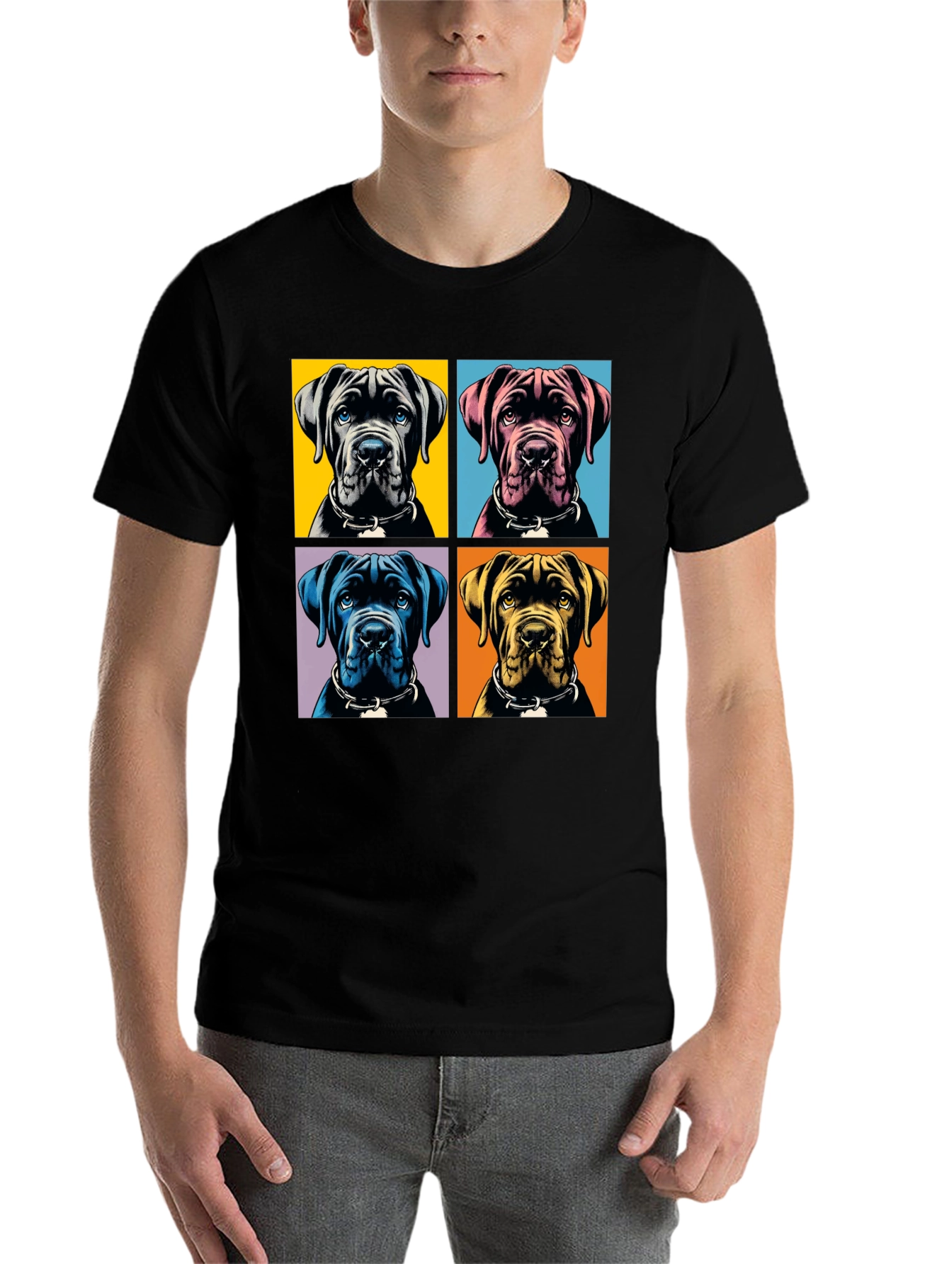 Black Pop Art Dog Graphic T-Shirt - Stylish Pet Lover Apparel view 7
