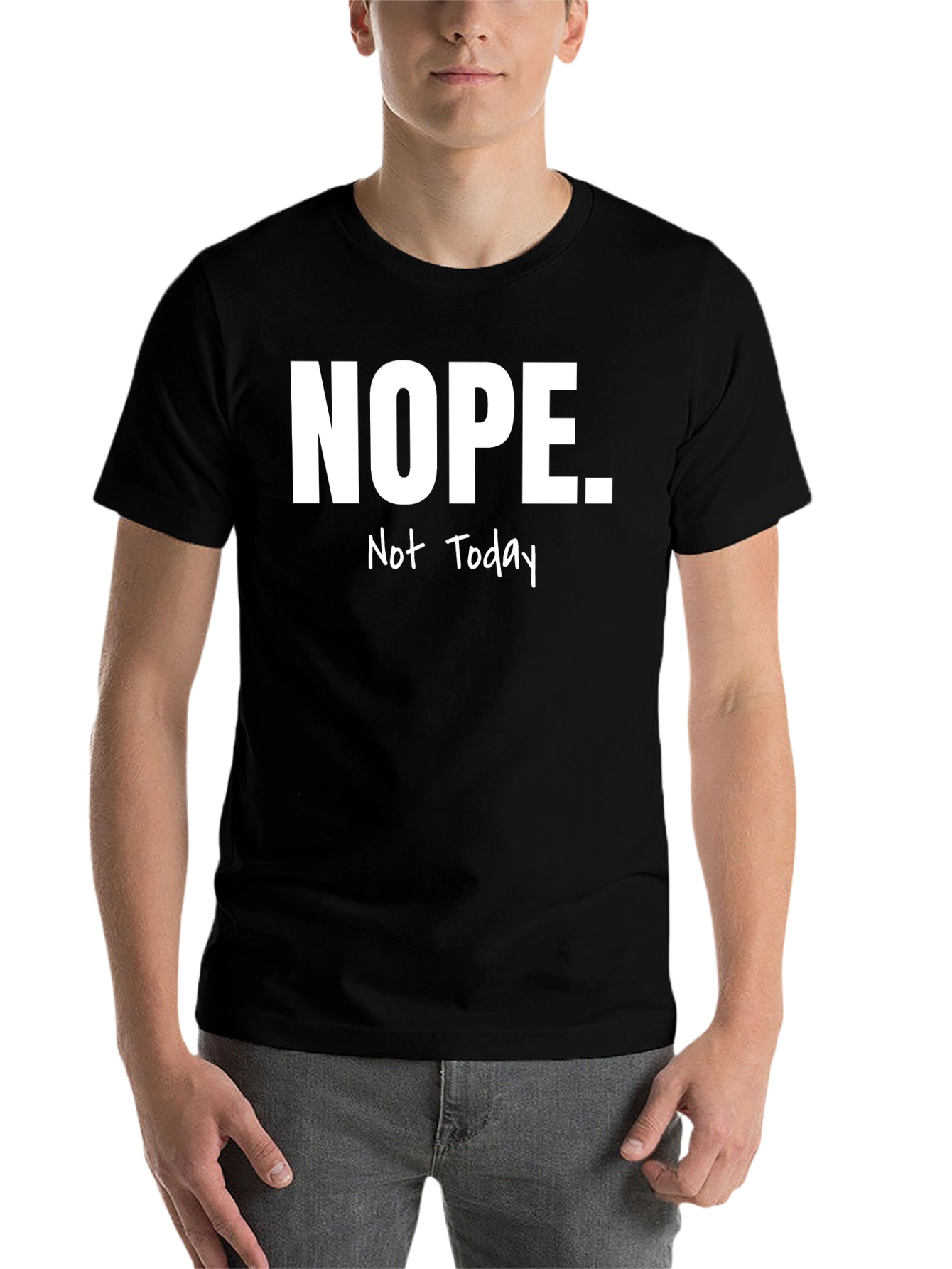 Black Nope. Not Today Graphic Tee - Men's Black T-Shirt view 7