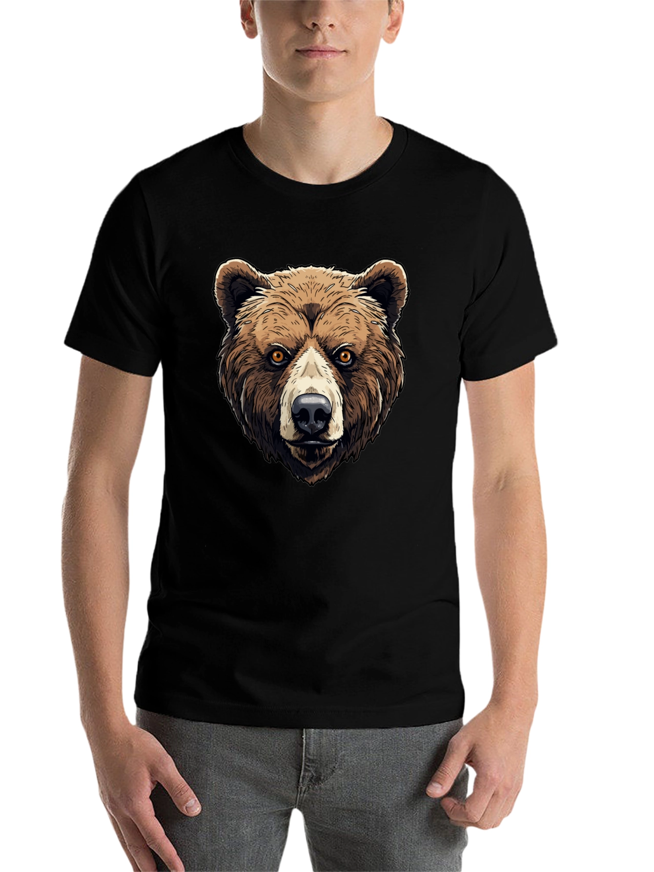 Black Grizzly Bear Graphic Tee - Animal Print Shirt view 7