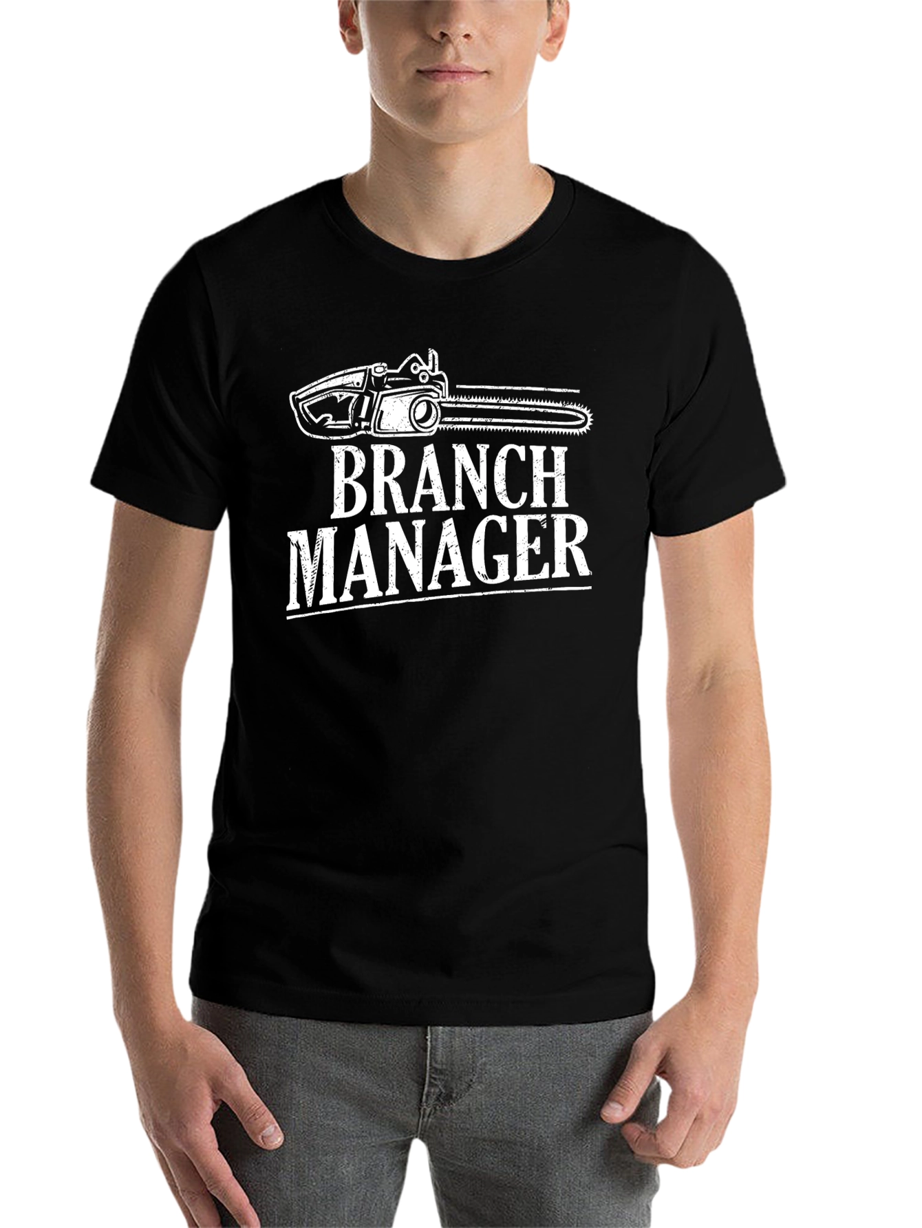 Black Branch Manager T-Shirt - Funny Chainsaw Graphic Tee view 7