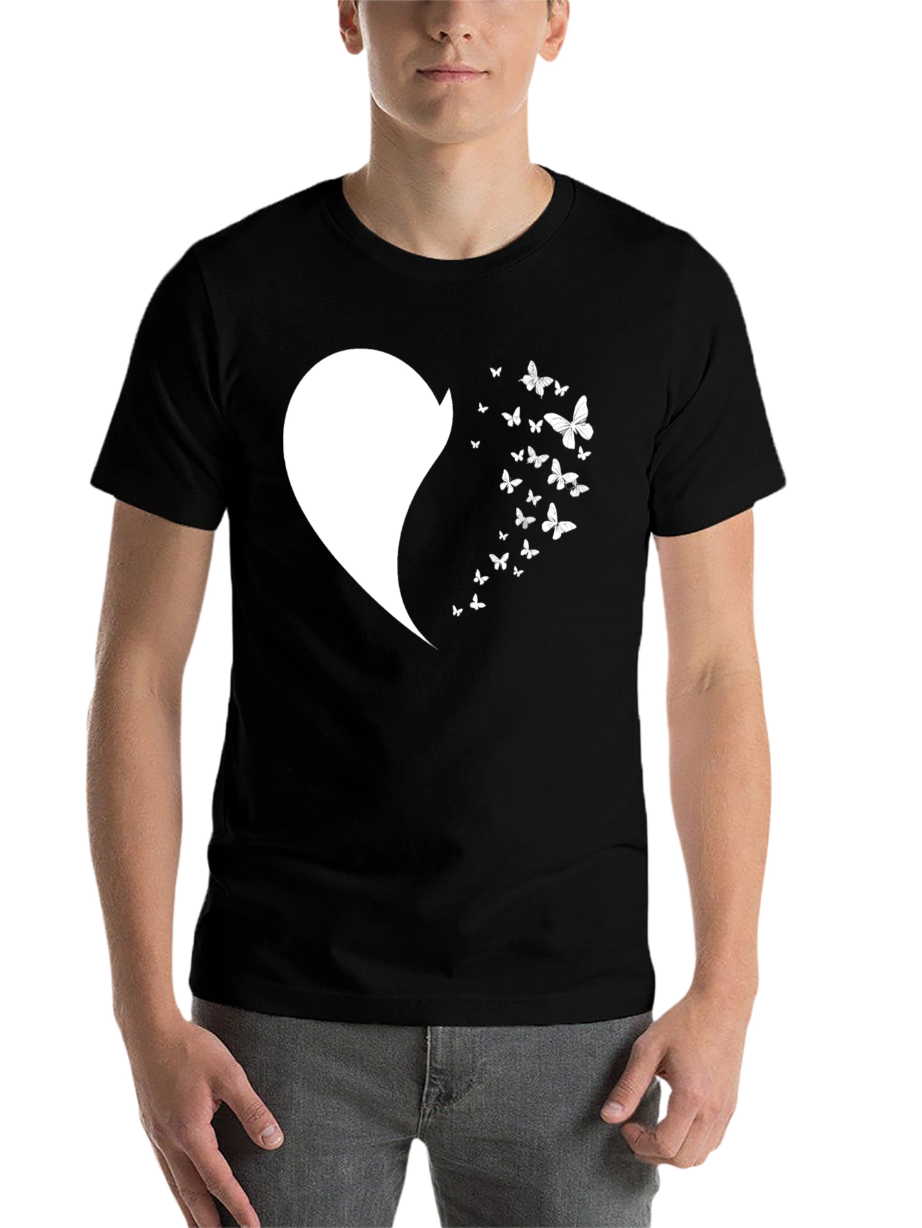 Black Butterfly Heart Graphic Tee - Black view 7