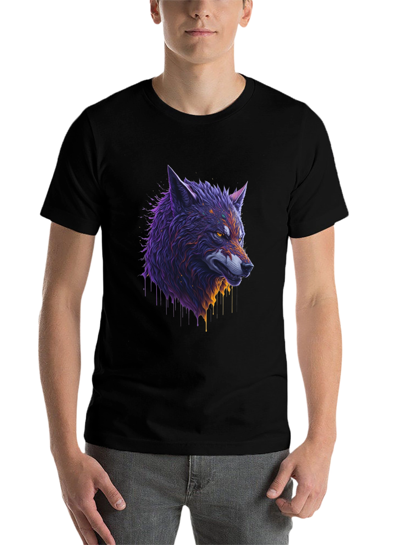 Wolf Graphic Black T-Shirt - 7