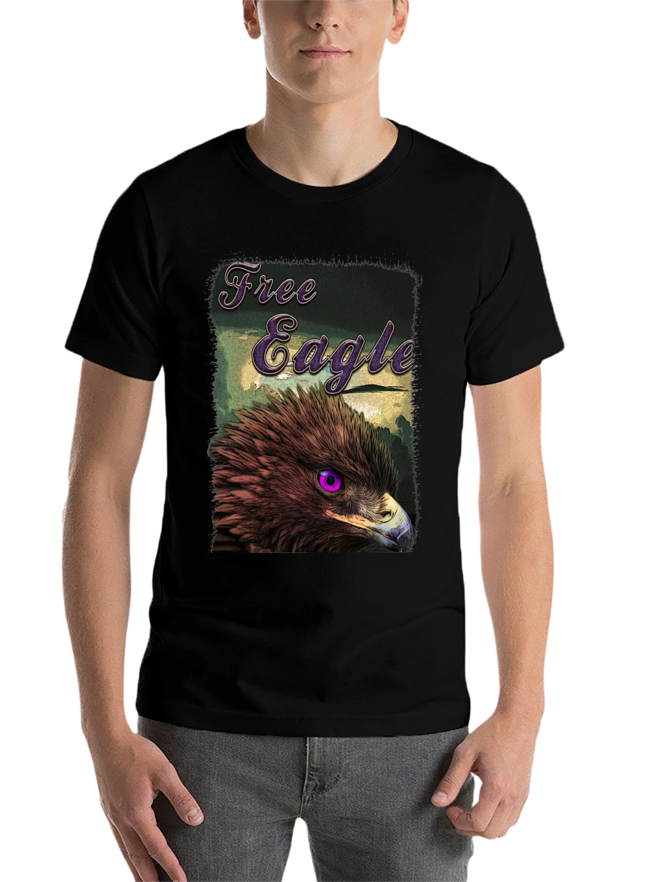 Black Free Eagle Graphic T-Shirt - Bold Bird Design view 7
