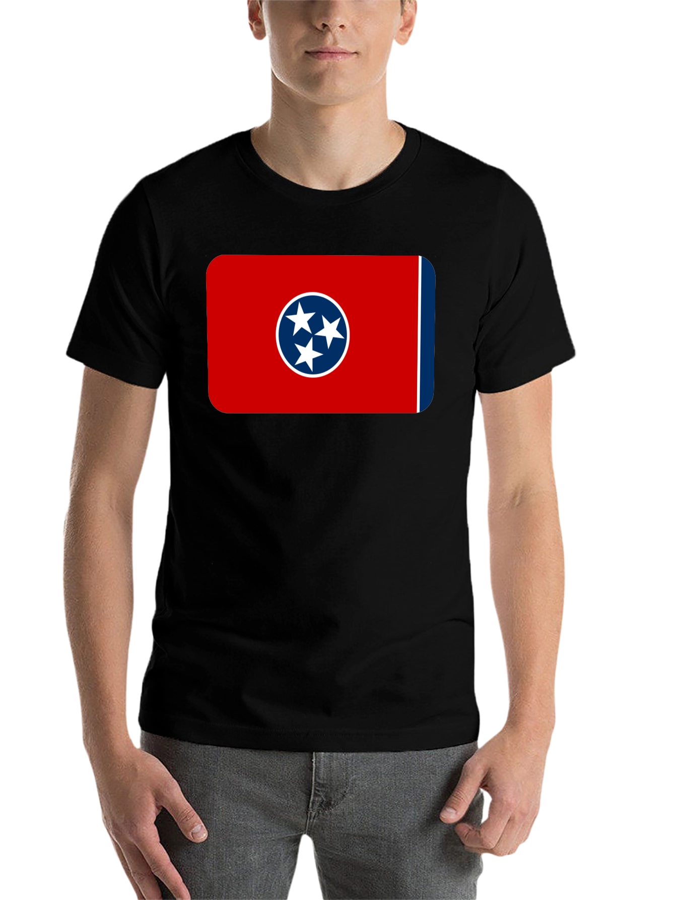 Black Tennessee Flag T-Shirt -  Black Crew Neck Tee view 7