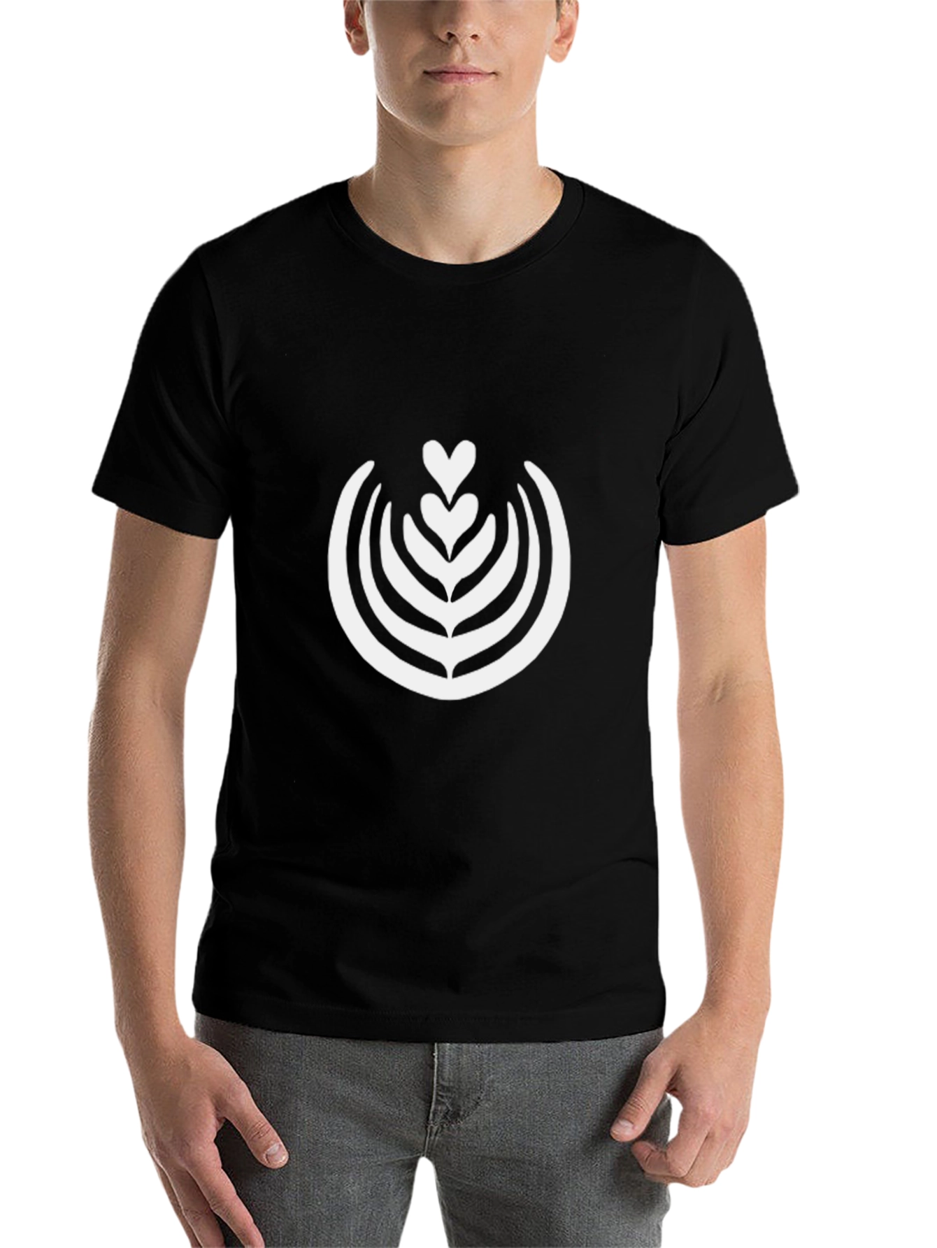 Black Latte Art Graphic Tee - Black Cotton T-Shirt view 7
