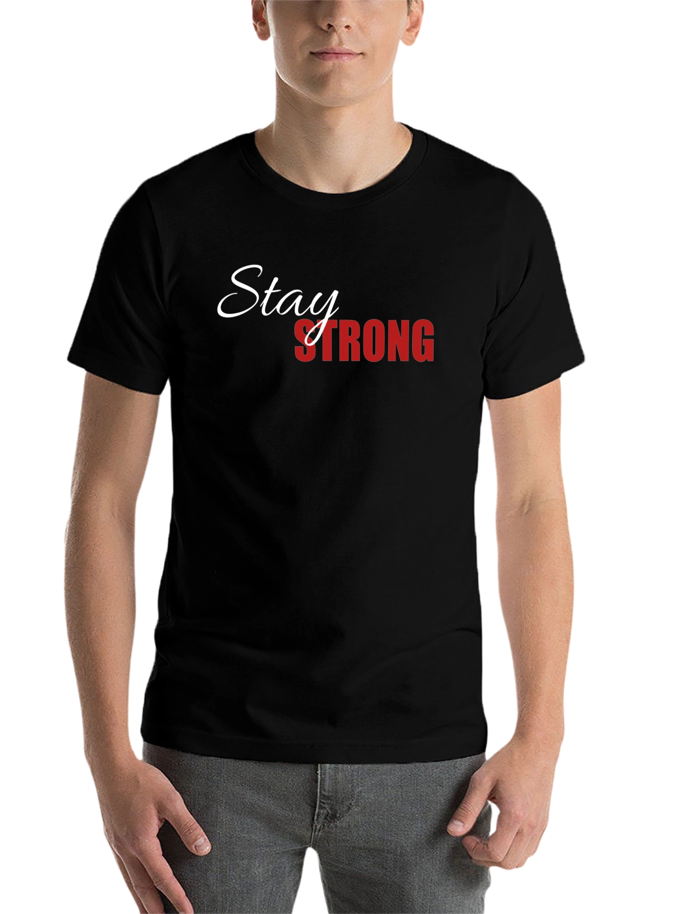 Black Stay Strong Graphic T-Shirt - Black view 7