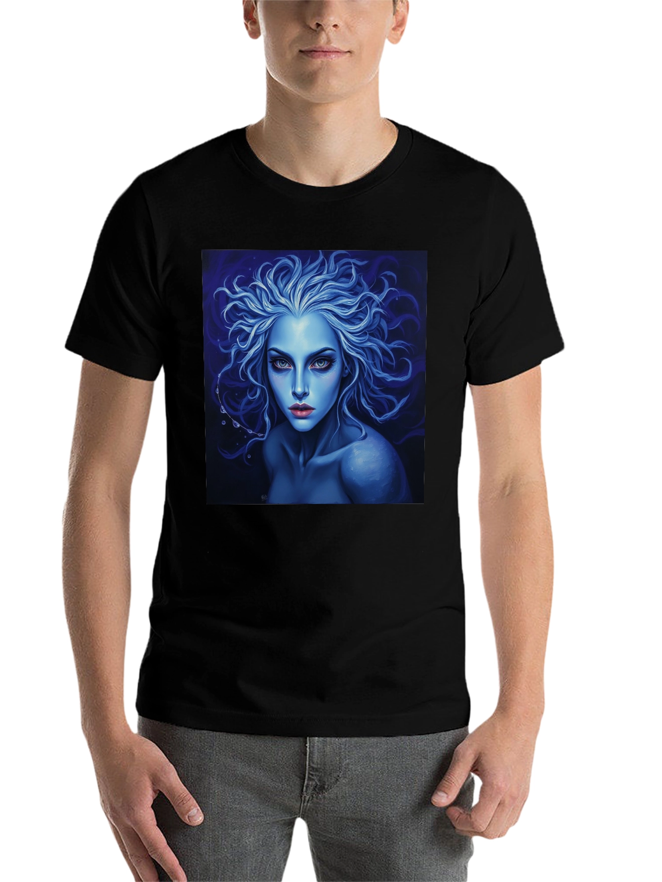 Black Blue Enchantress Graphic Tee - Dark Fantasy Style view 7