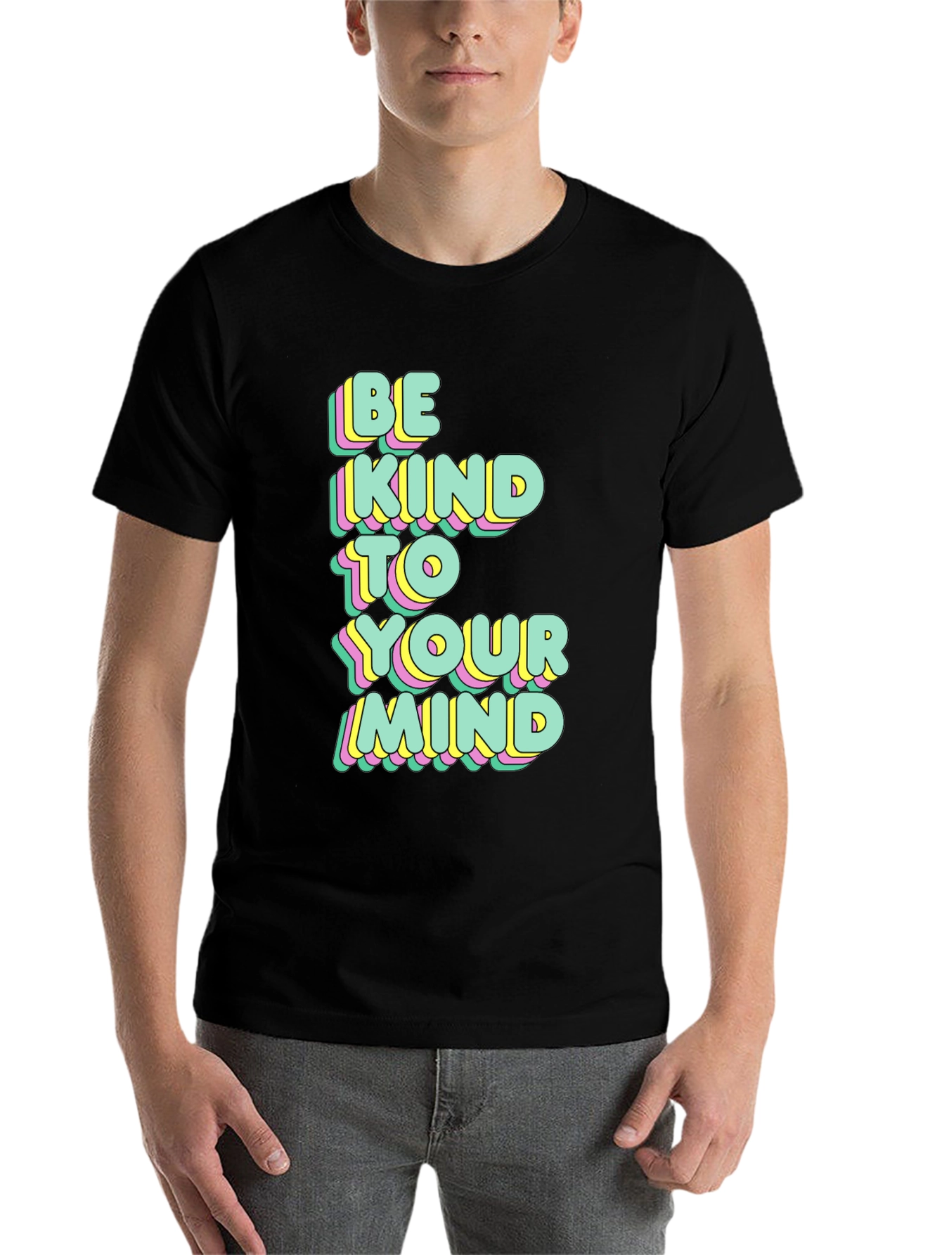Black Be Kind To Your Mind Graphic Tee view 7